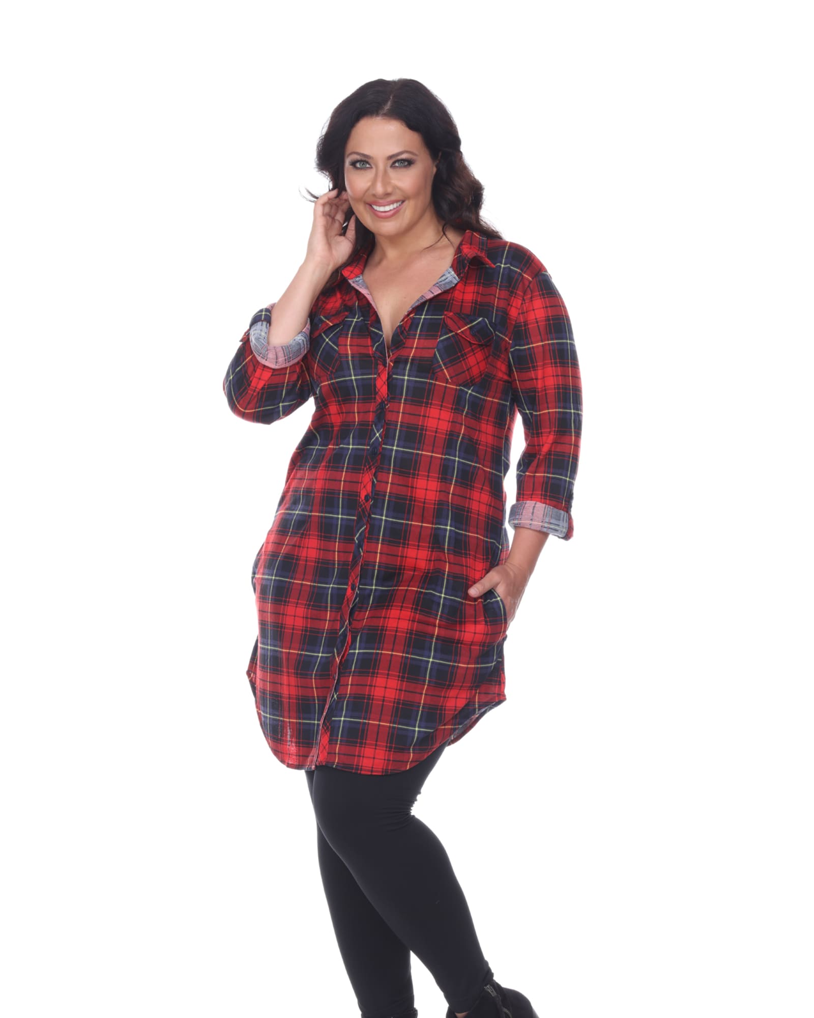 Piper Stretchy Plaid Tunic | red black