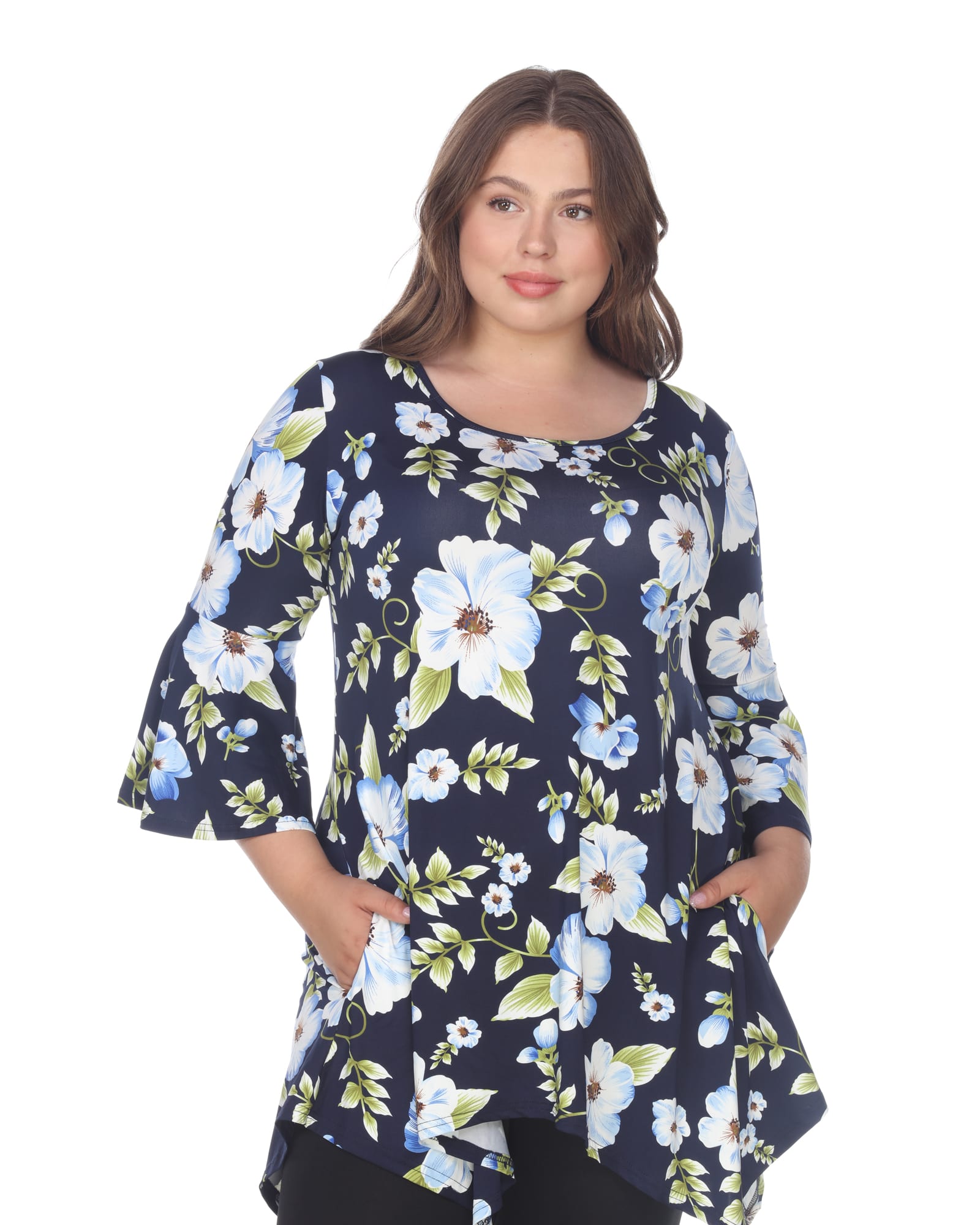 Blanche Tunic Top | Blue Flower