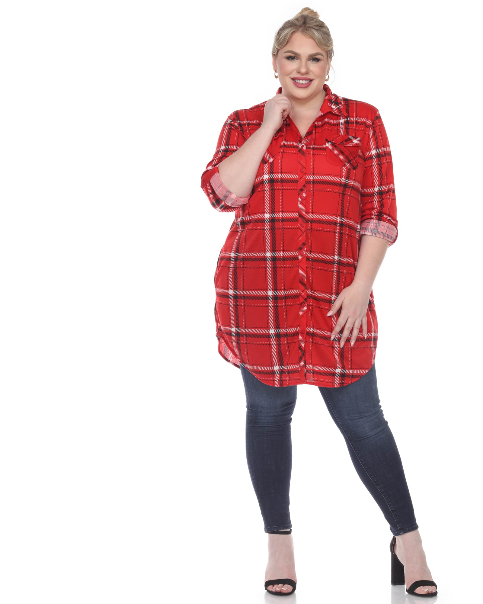 Plus Size Scoop Neck Long Sleeves Tunic