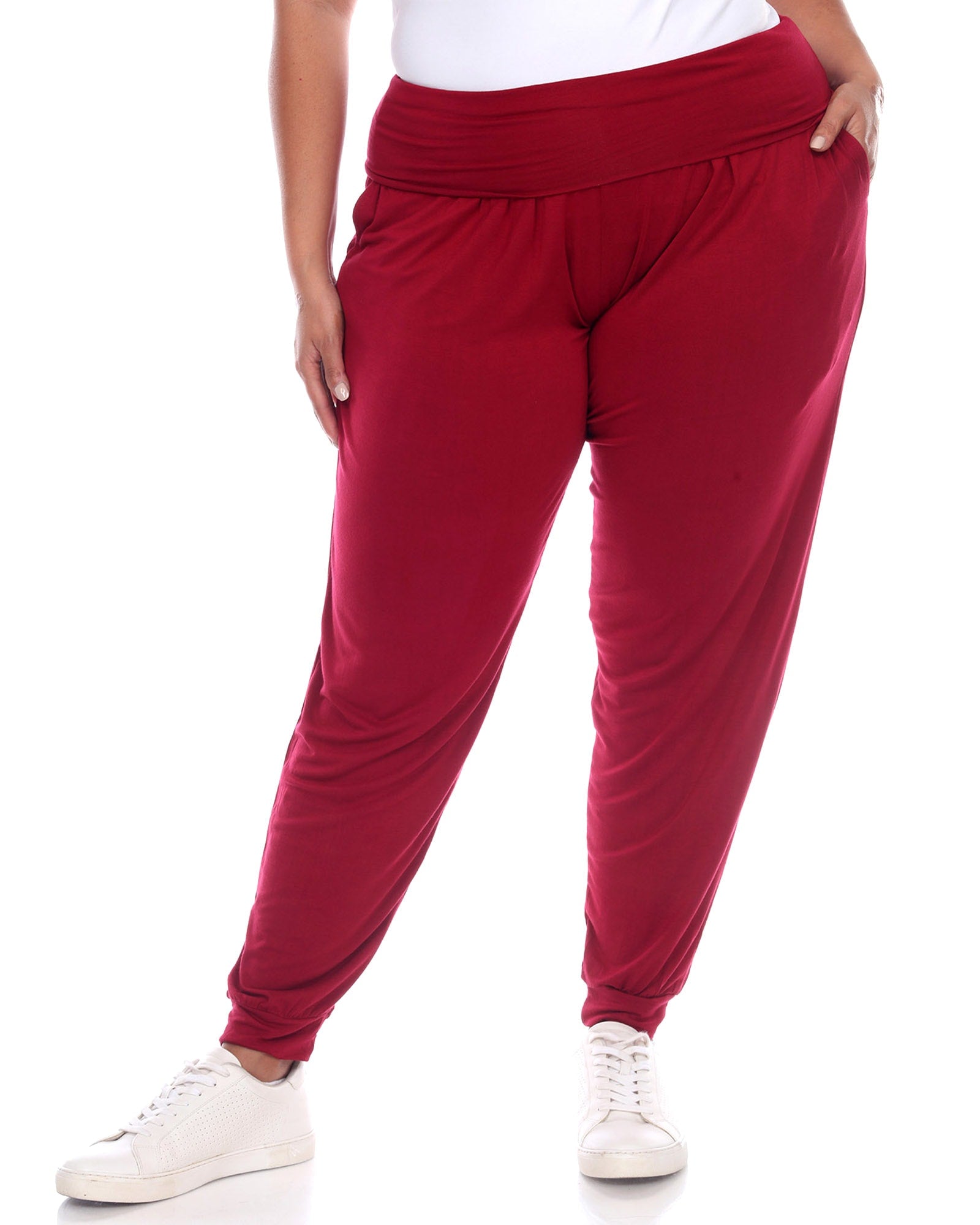 Pink Plaid Split Jogger Pants Plus Size