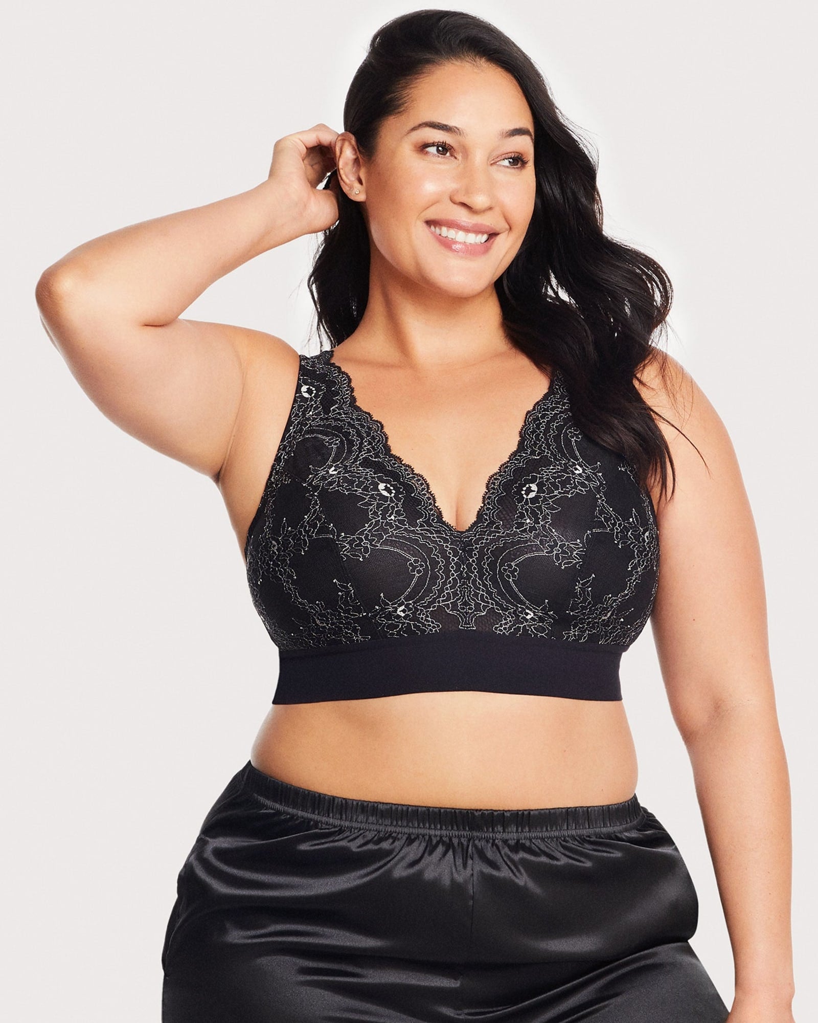 Plus Size - Unlined Lace Solid Racerback Bralette - Torrid