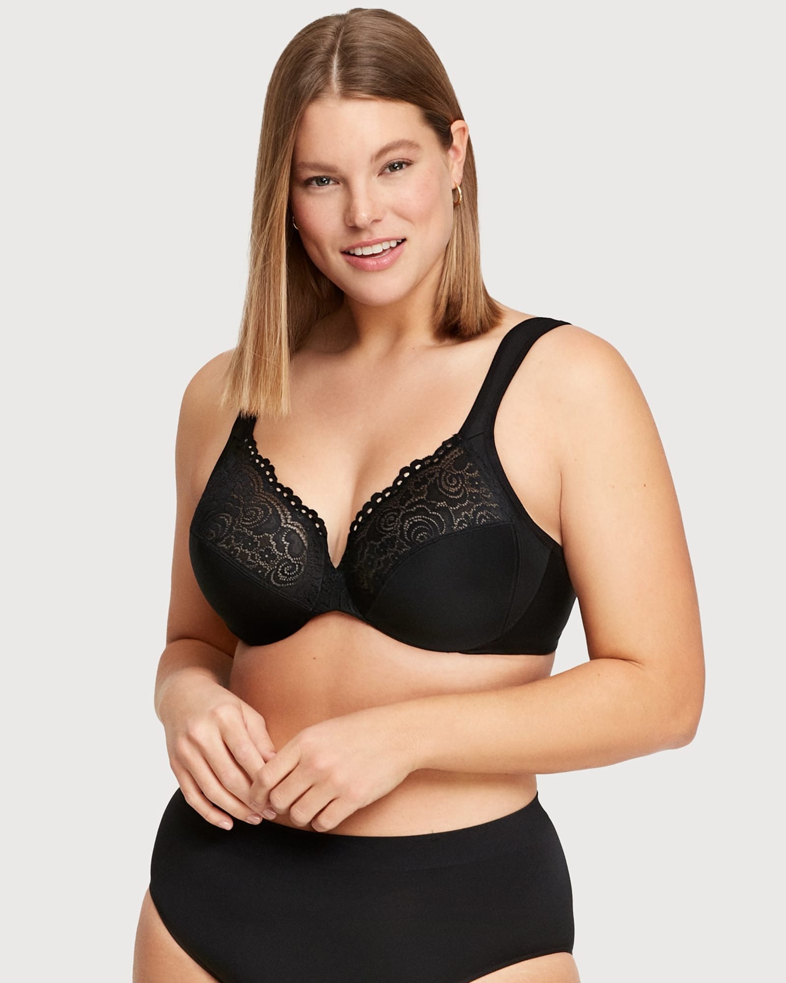 Wide Strap Bra Plus Size Full Coverage Underwire Support Panels 34