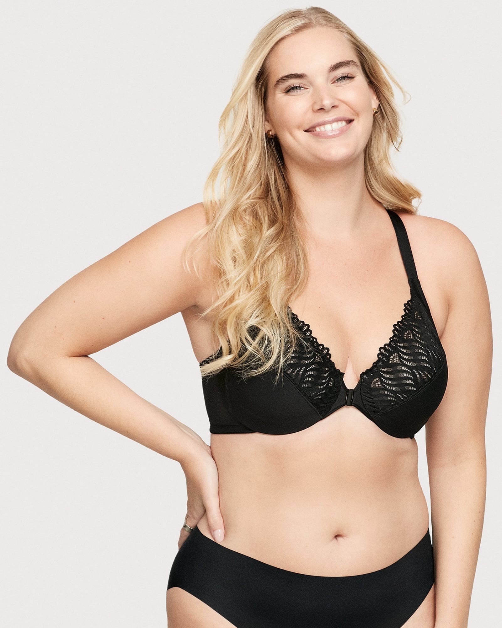 Dorina Plus Size Blake lightly padded lace plunge bra in black - ShopStyle