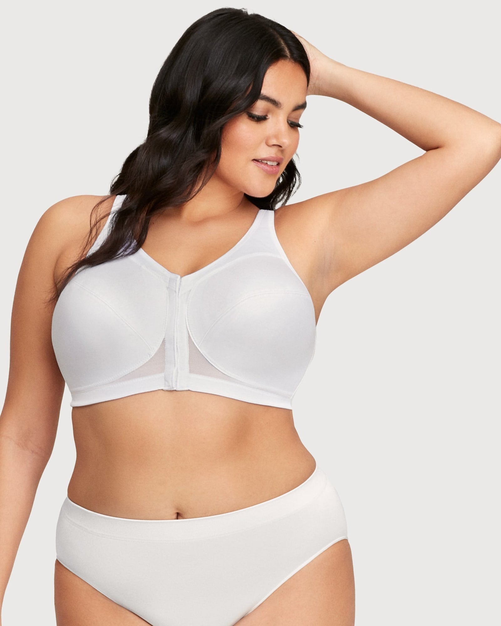 Elila Jacquard Front Hook Softcup Bra in White