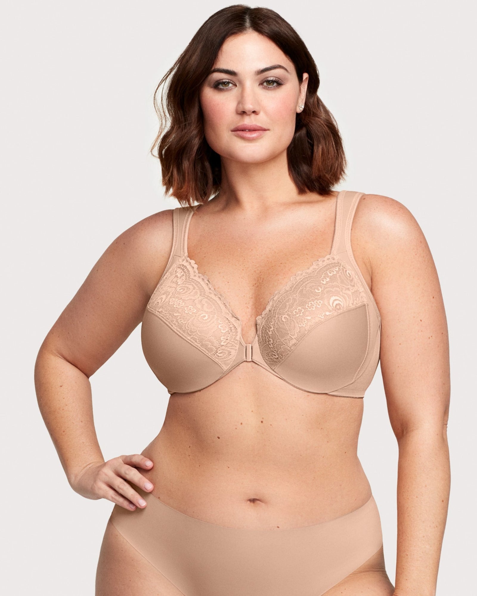 Womens Plus Size Bras Minimizer Underwire Full Coverage Unlined Seamless  Cup Warm Beige 44F