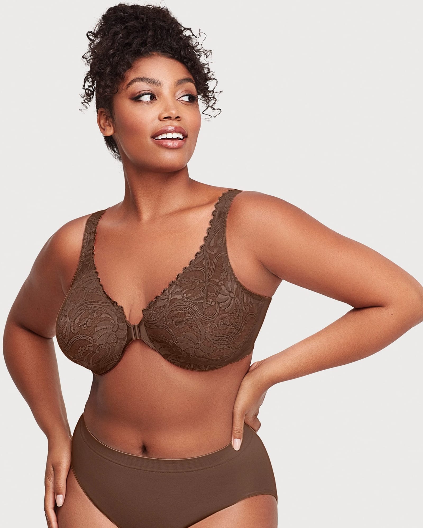 Plus Size Front-closure Stretch Lace Bra