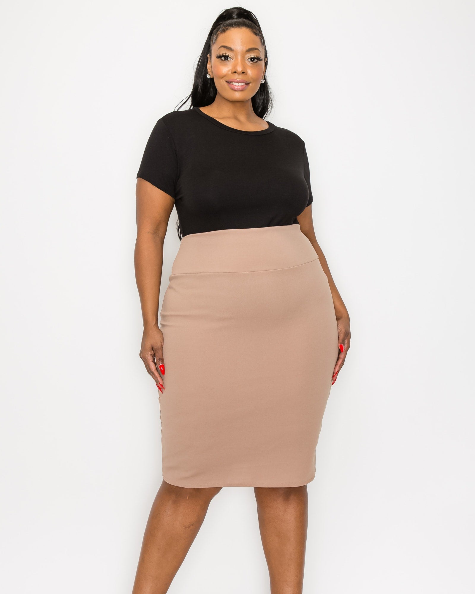 Yasmin Plus Size Maxi Skirt with Smocked Drawstring Waistband