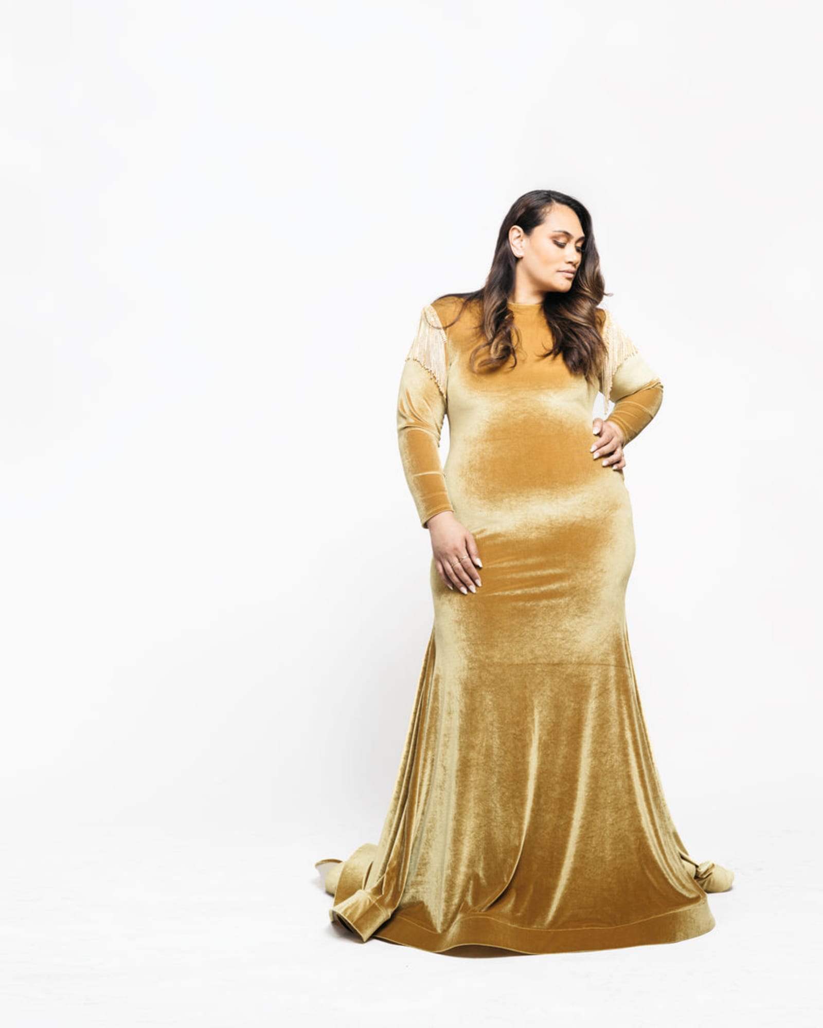 Plus Size Gold Long Dress