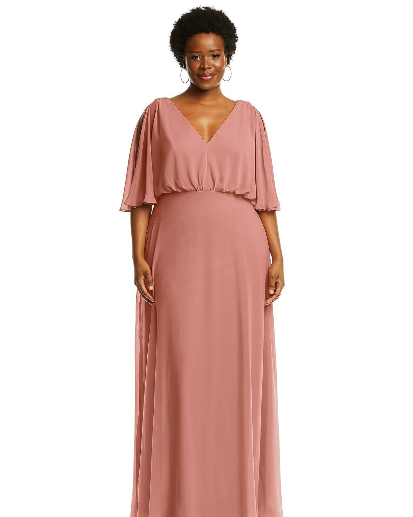 V-Neck Split Sleeve Blouson Bodice Maxi Dress | Desert Rose