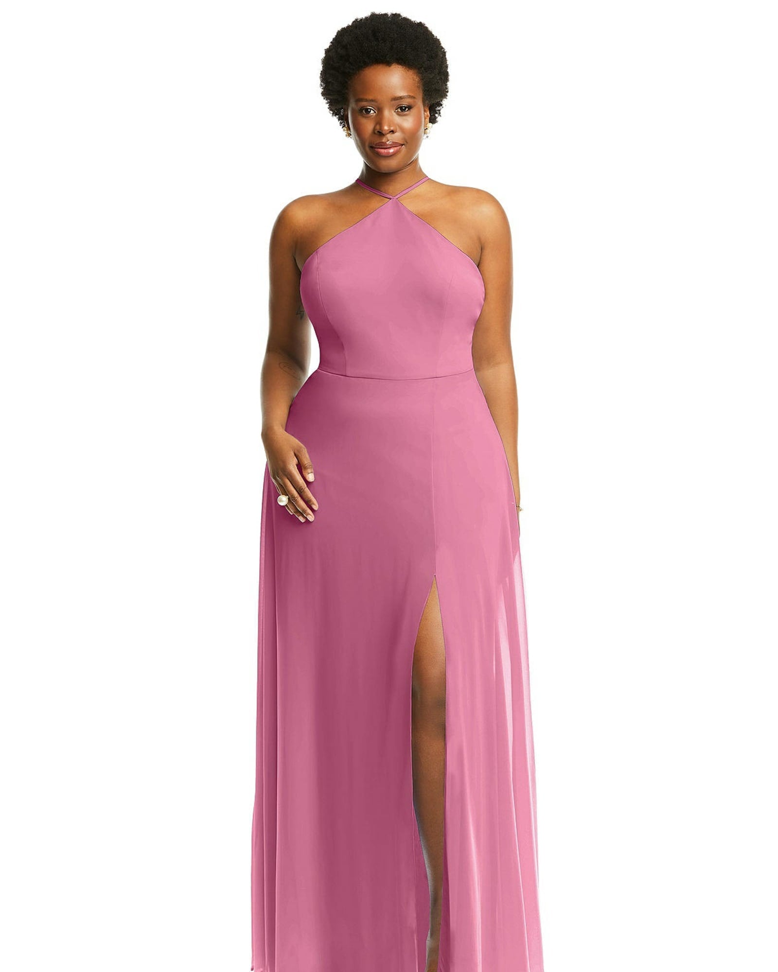 Diamond Halter Maxi Dress with Adjustable Straps | Orchid Pink