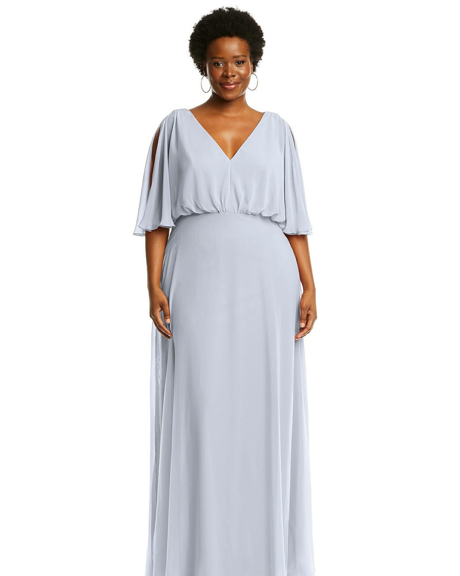 V-Neck Split Sleeve Blouson Bodice Maxi Dress | Silver Dove