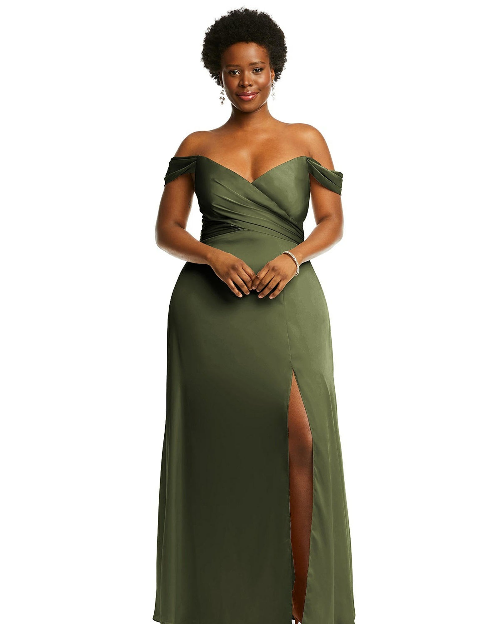 Women's Olive Cotton Solid Bodycon Dress