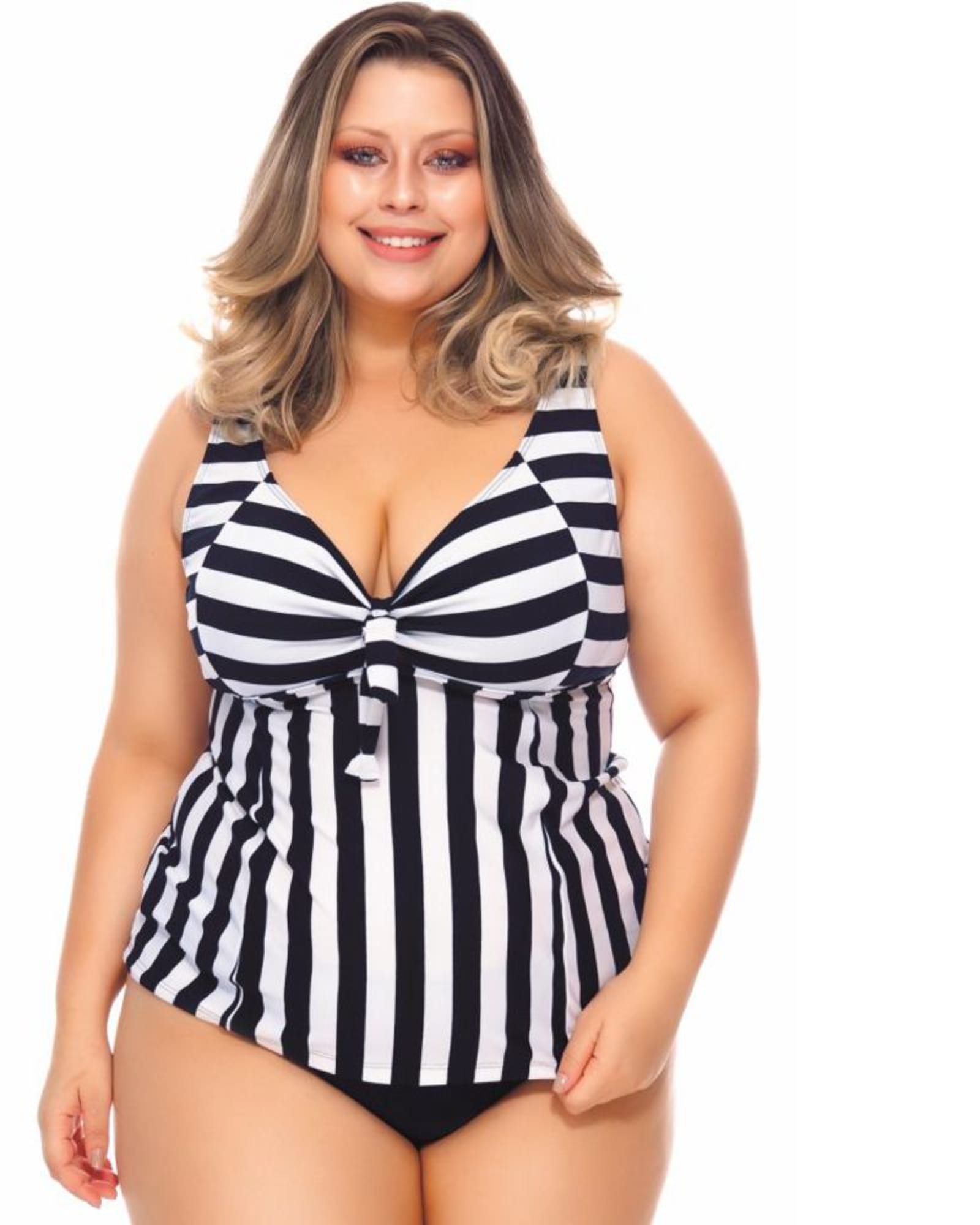 Beach House Swim Plus Size Sarah Side Tie Blouson Tankini Top - Abstract