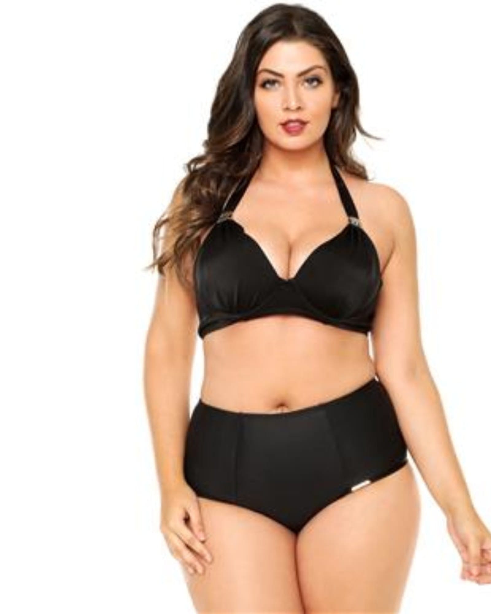 Bikini Top With Padded Cups And Metal Detailing | Black
