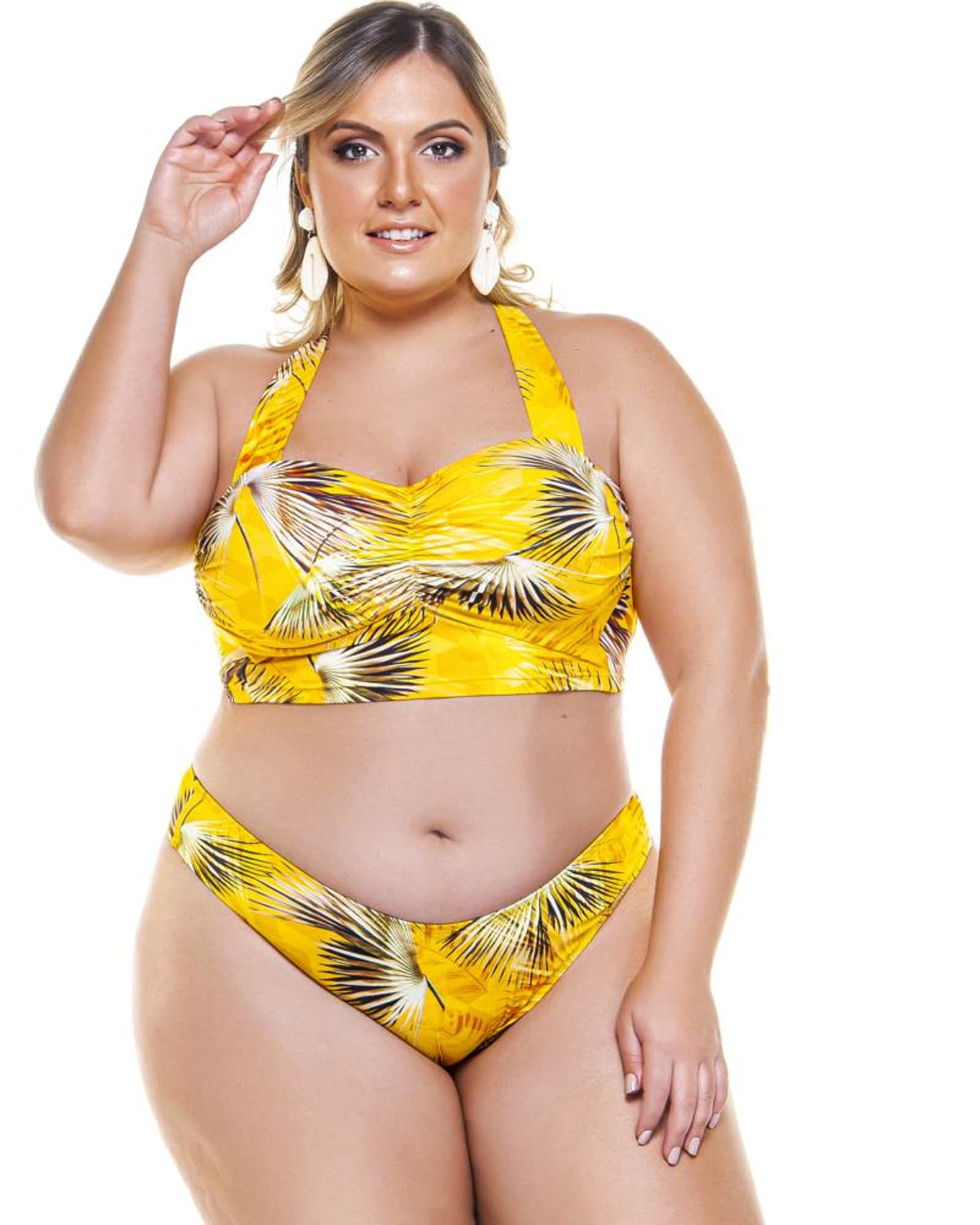 Cupped Top With Wide Under-Bust Band In Yellow Buriti Print | Yellow Buriti