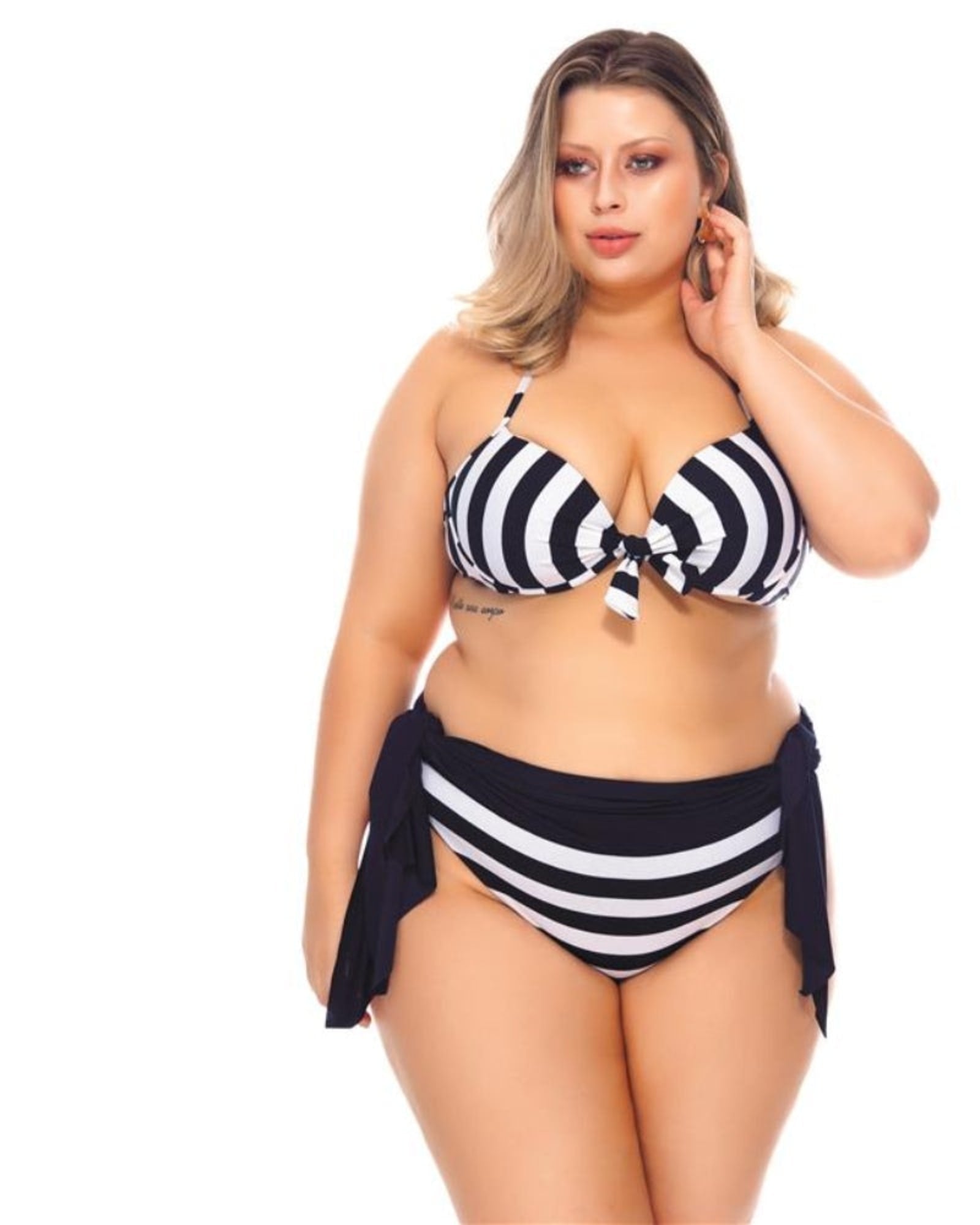 Plus Size Padded Bikini Top With Tie Detailing