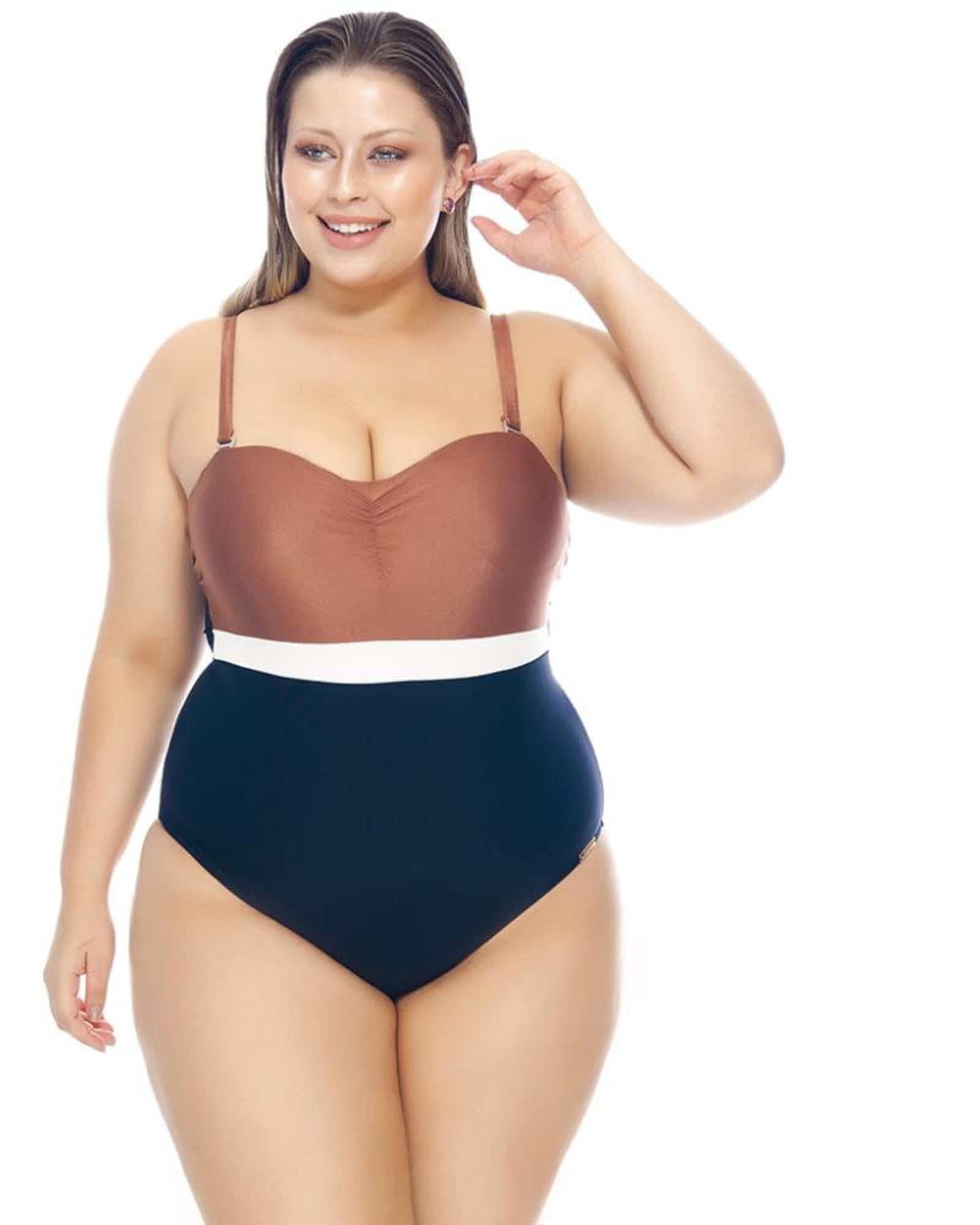 Caribbean Contrasting Two Piece Swimsuit Plus – mapale shop