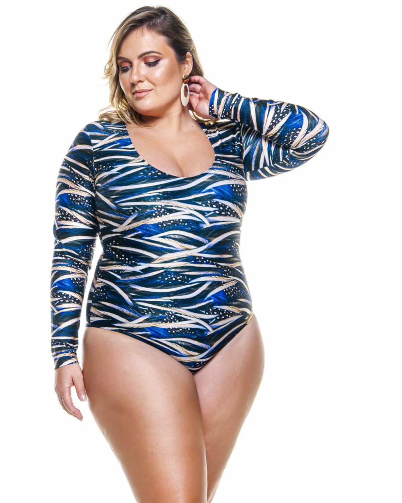 Plus Size Long Sleeved One Piece Swimsuit