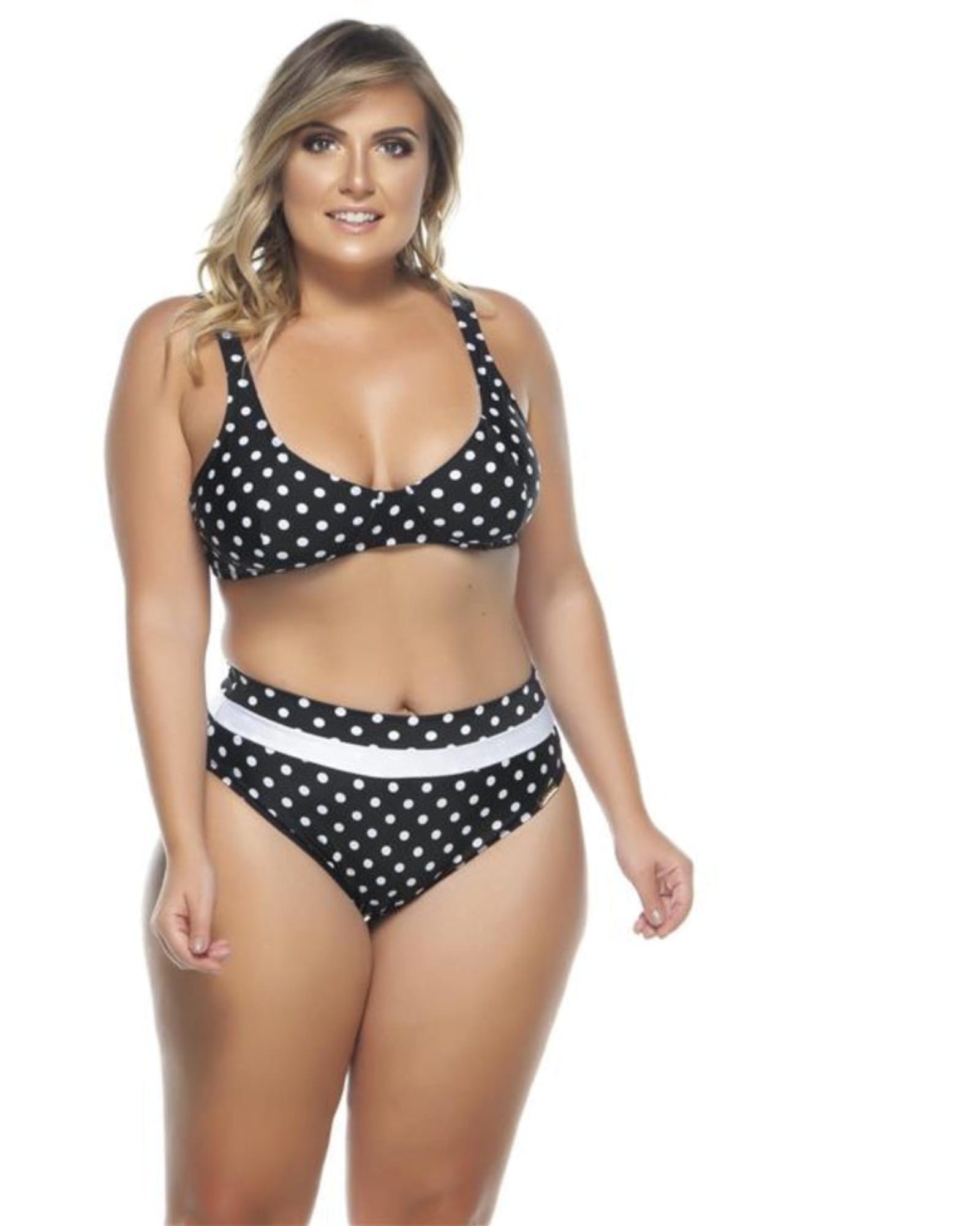 03 white with black polka dots long sleeve bathing suit with strappy sides  - Styleoholic