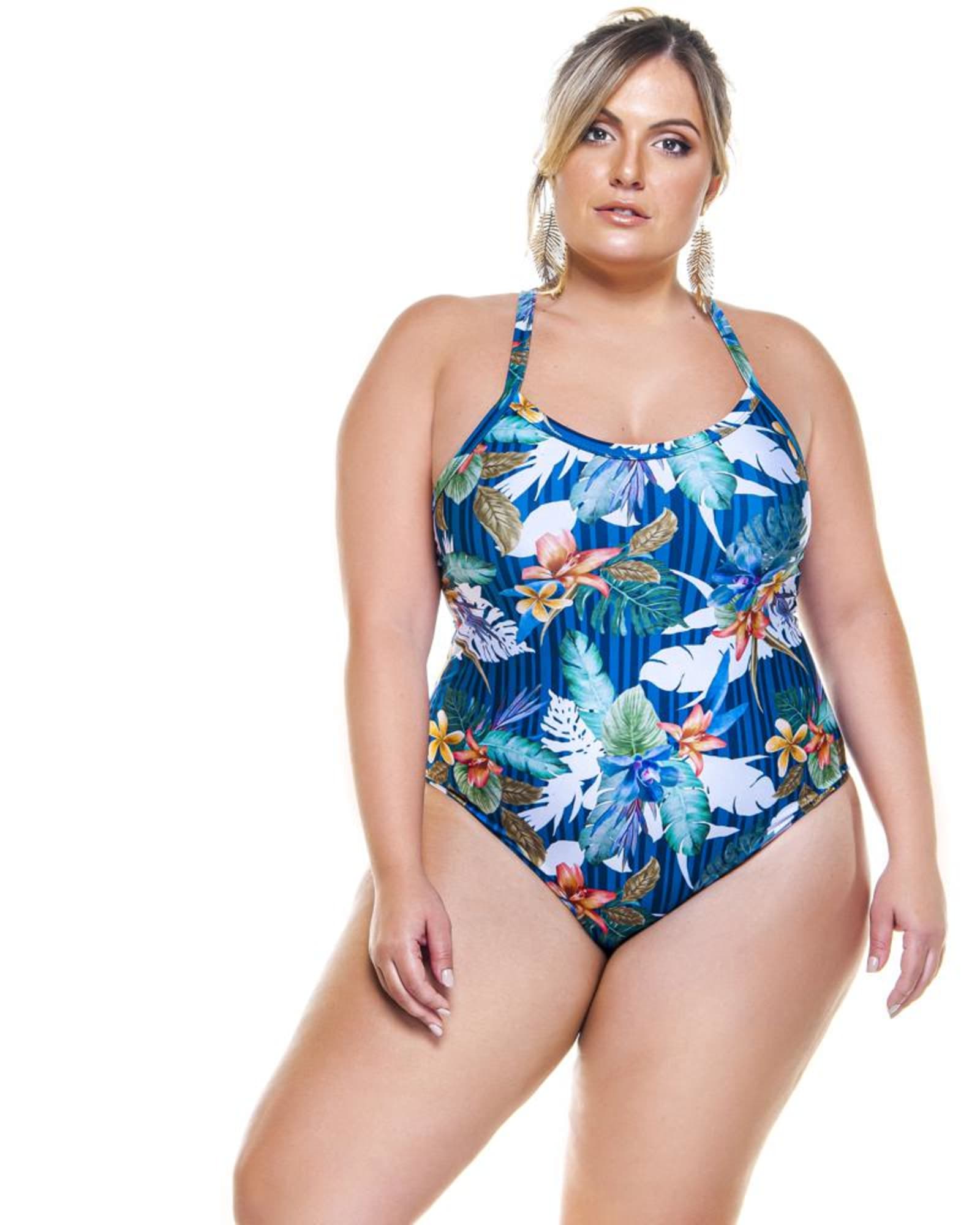 Plus Size Carnival Print Swimsuit