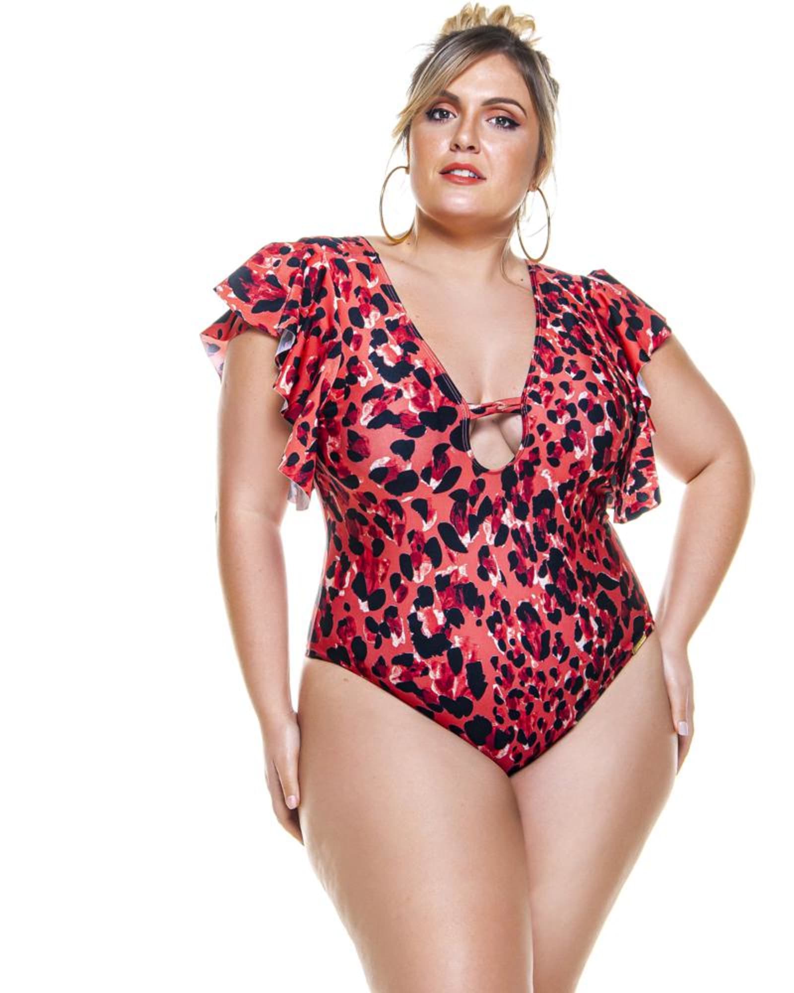 G-String Cupped Bodysuit In Contemporary Print