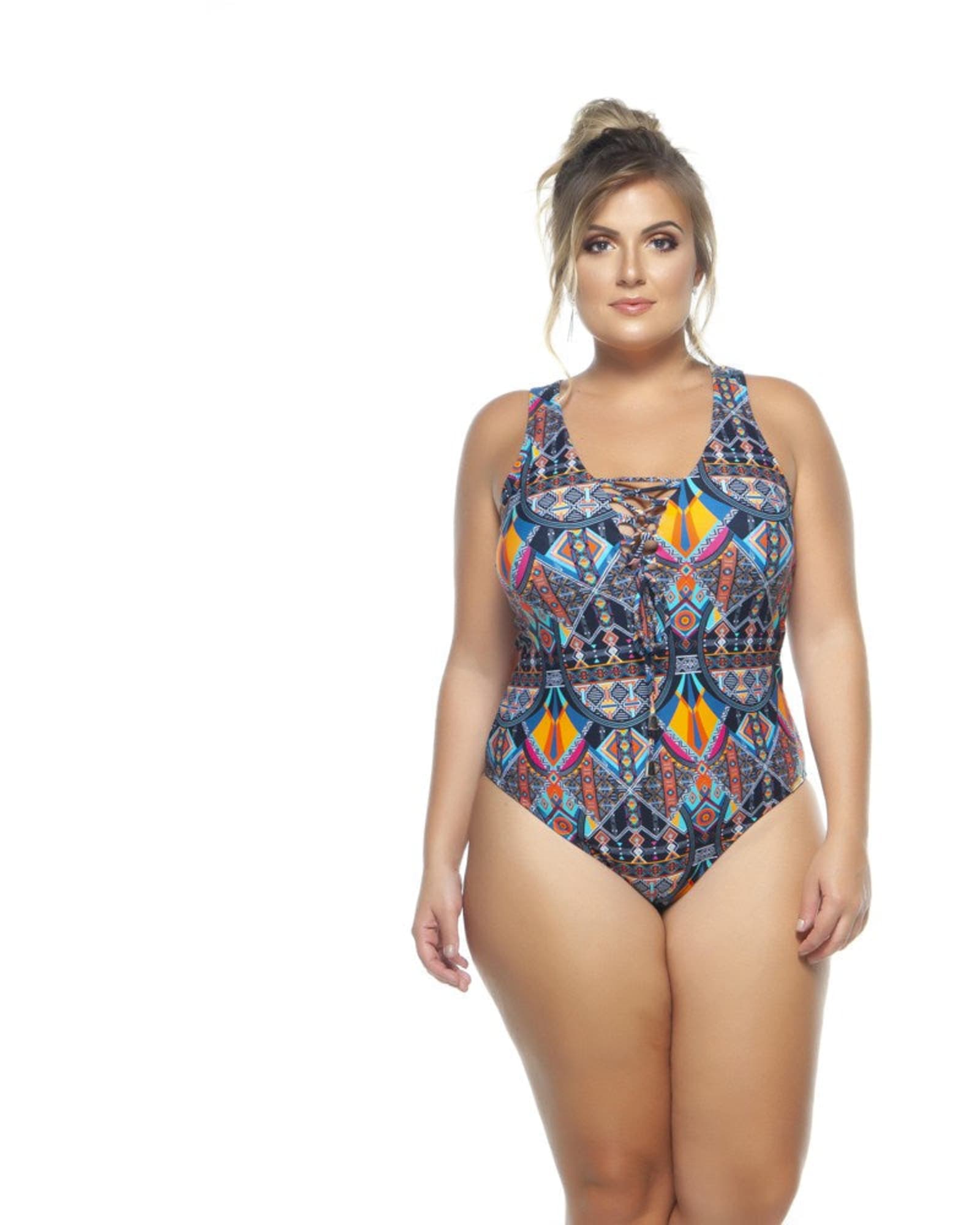 Swimsuit With Braided Detail On The Bust | Multicolor