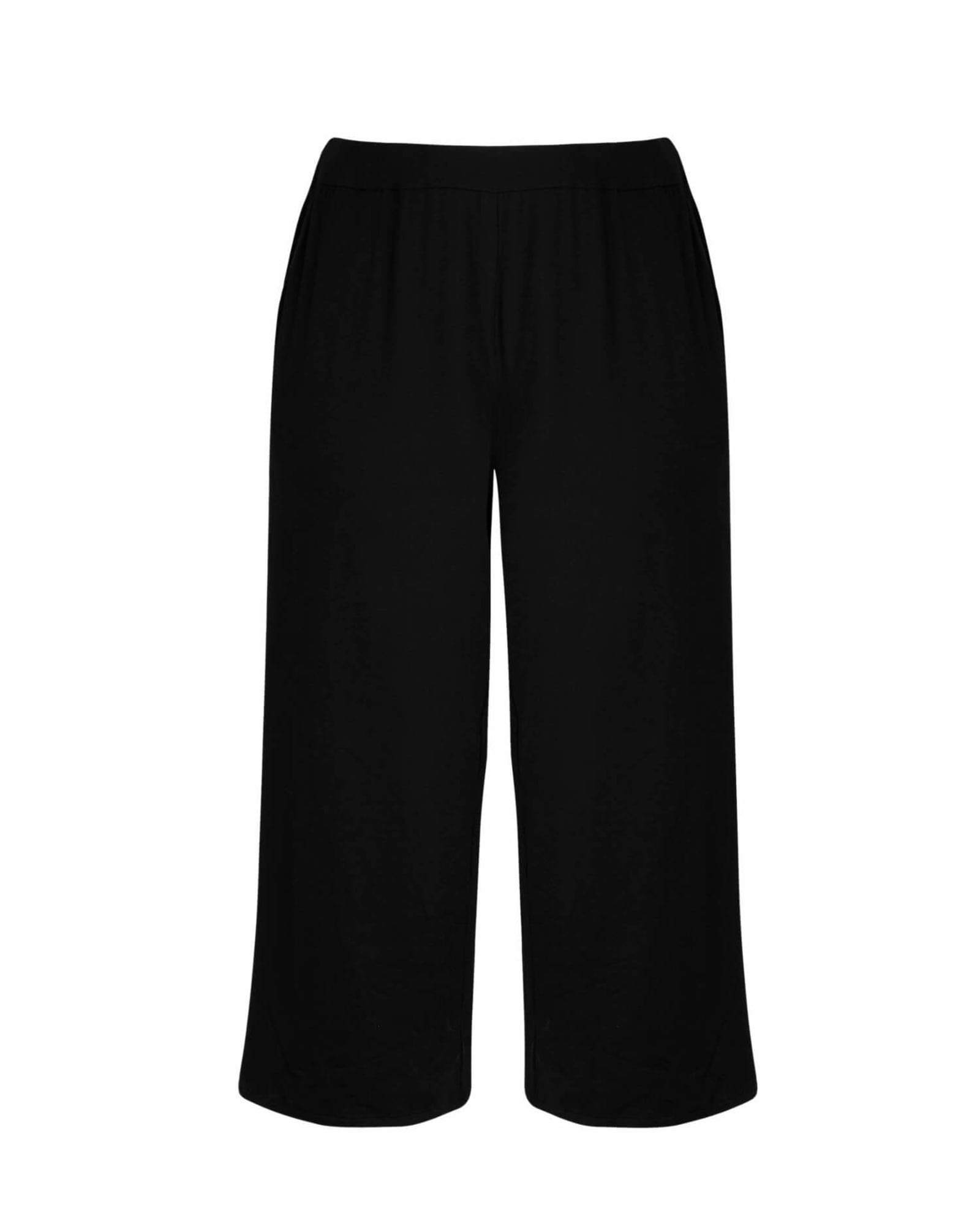 Women's Crop Pants Black Worn Brand Ellie Capri Wide Leg Cotton