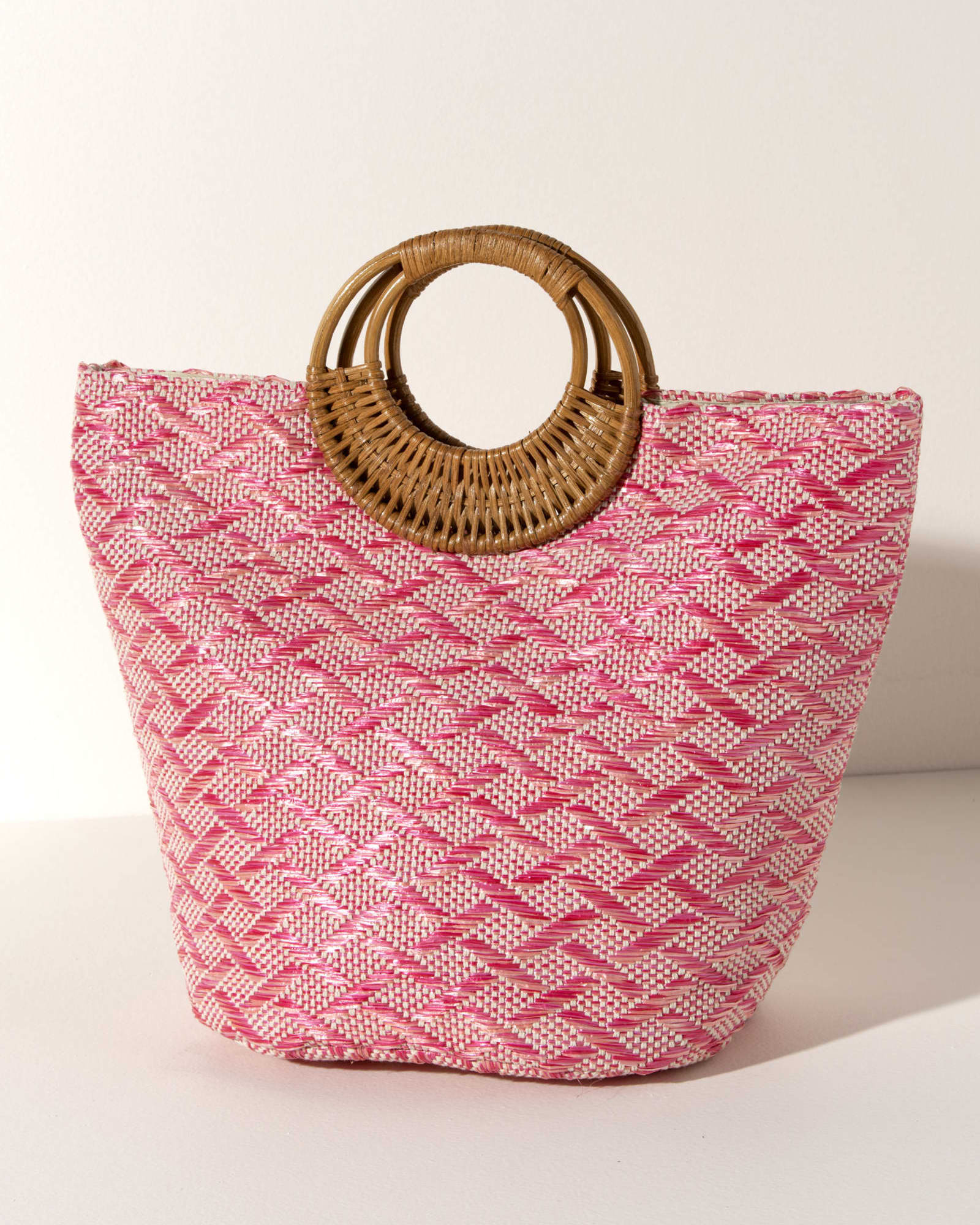 NEW SHIRALEAH PAPER STRAWBAG BEACH SUMMER TOTE BAG BLUSH PINK