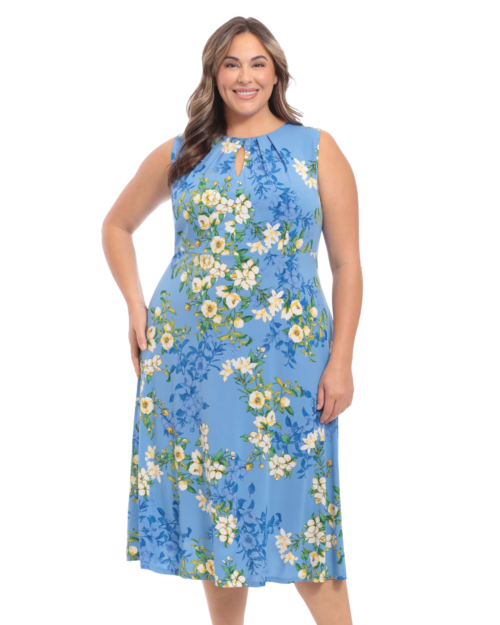 Jasmine Sleeveless Floral Midi Dress | Blue