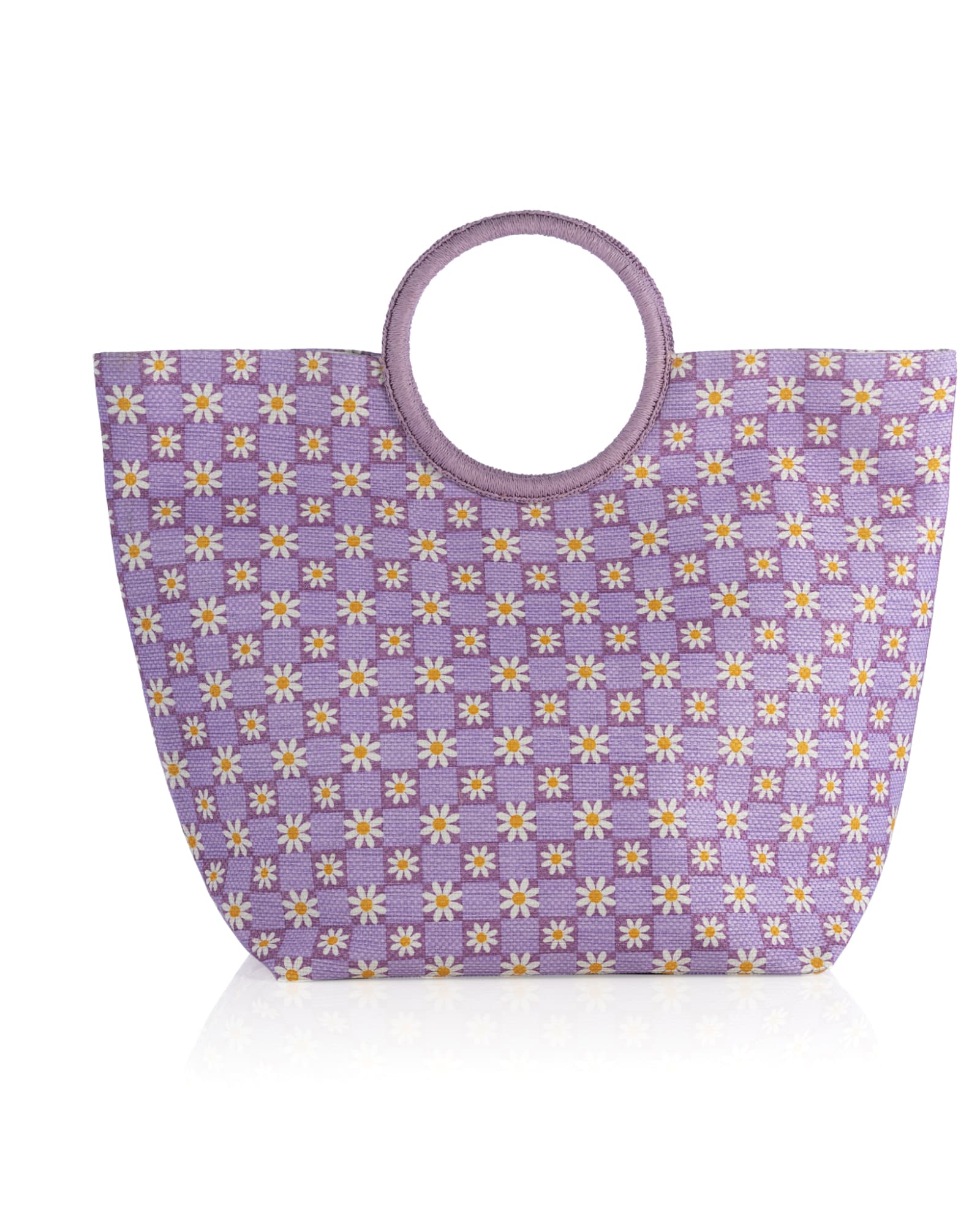 Shiraleah Daisy - Tote Bag - Natural Floral Print Bag - Woven Bag
