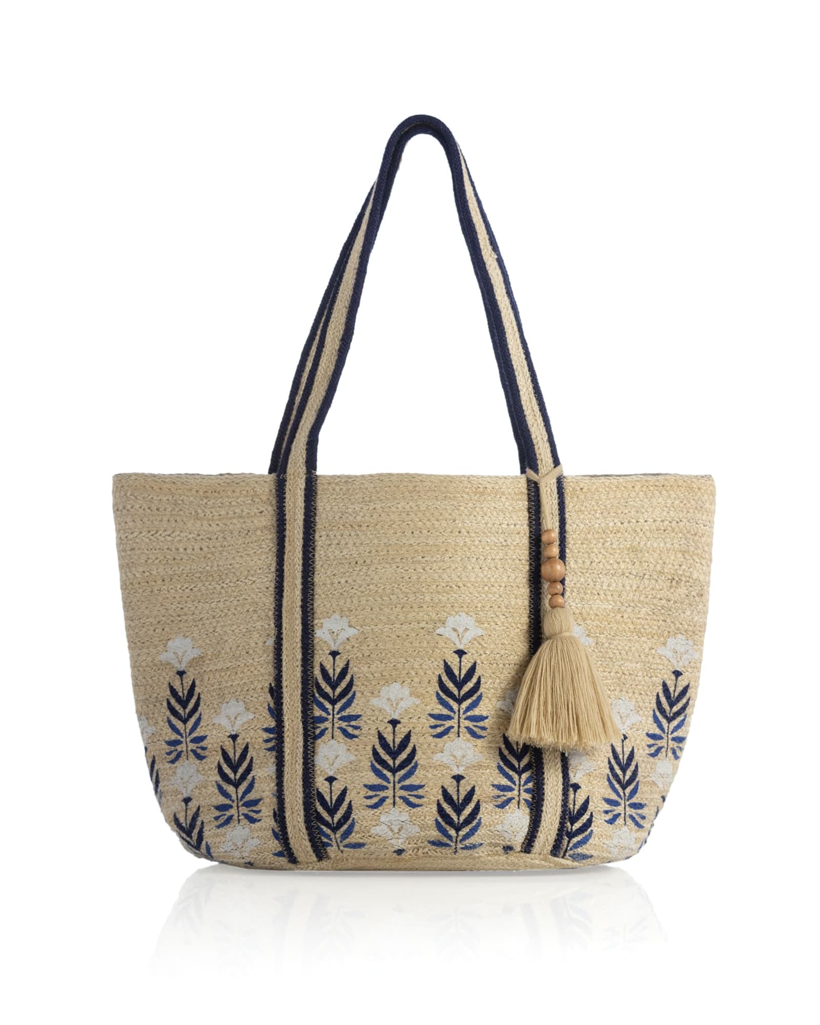 Shiraleah Daisy - Tote Bag - Natural Floral Print Bag - Woven Bag