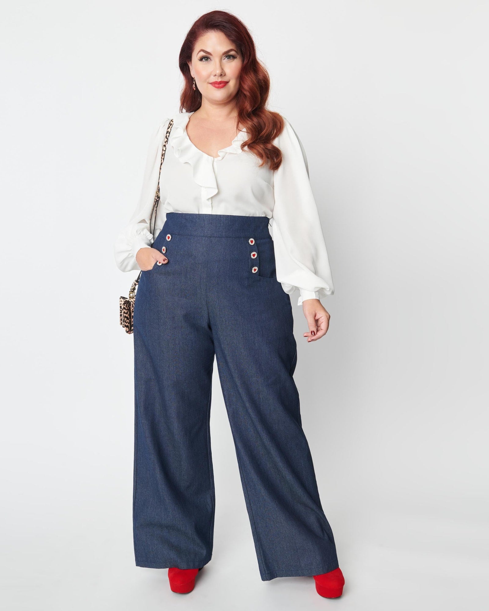 Unique Vintage Plus Size 1950s Black High Waist Rizzo Cigarette Pants