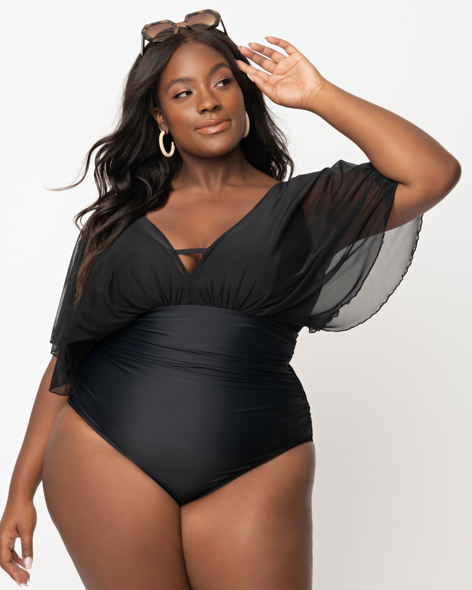 Long Sleeve Two Piece Swimsuit Plus Size