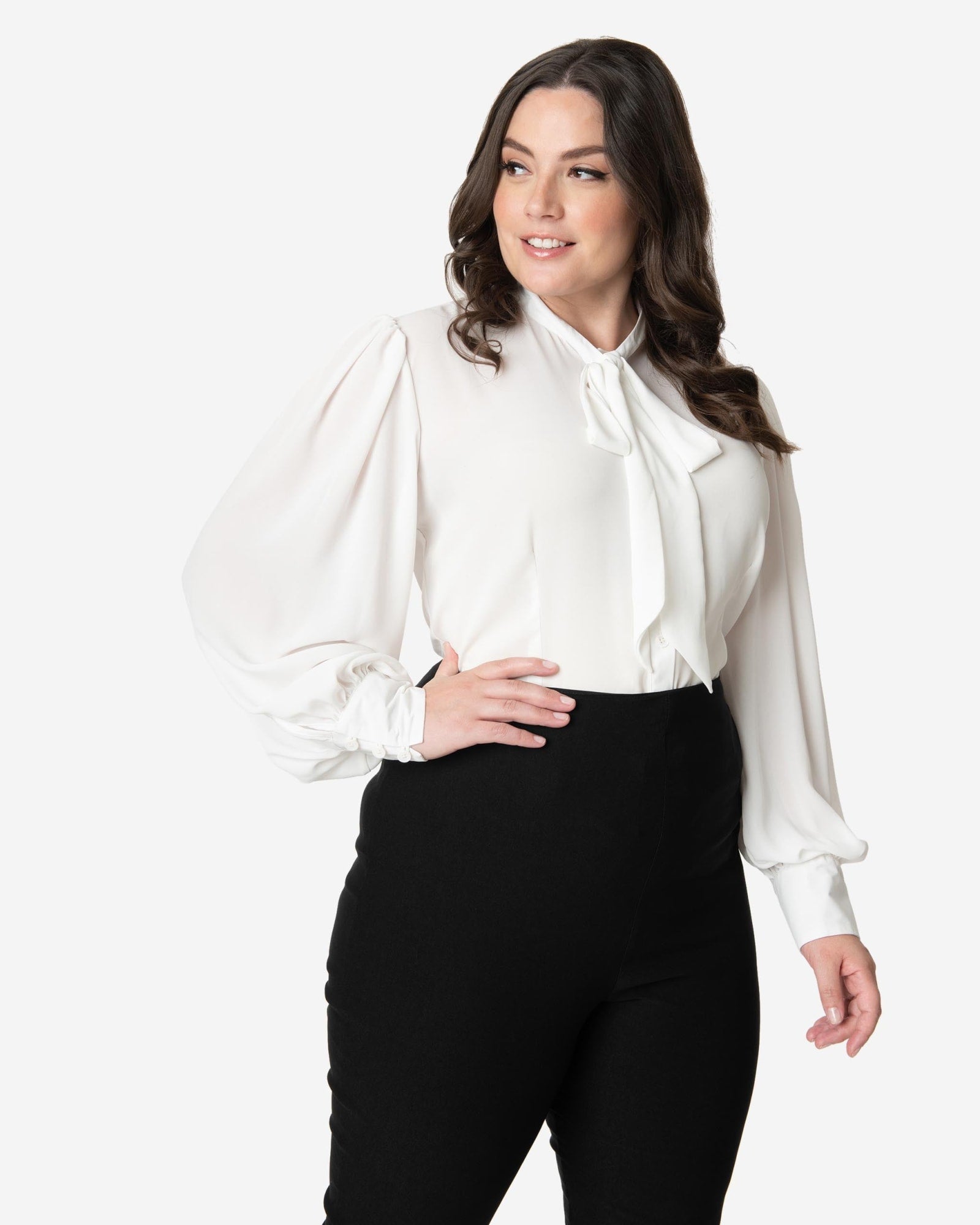 Plus Size White Shirt With Collar