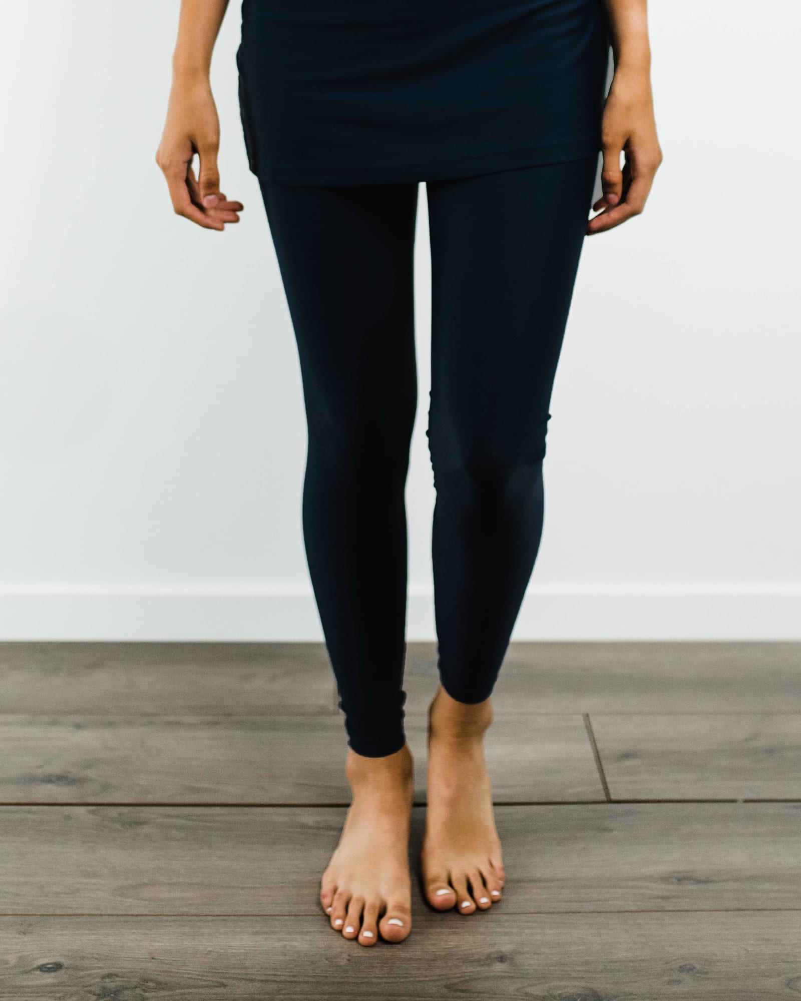 Skirted Long Swim Leggings | Black