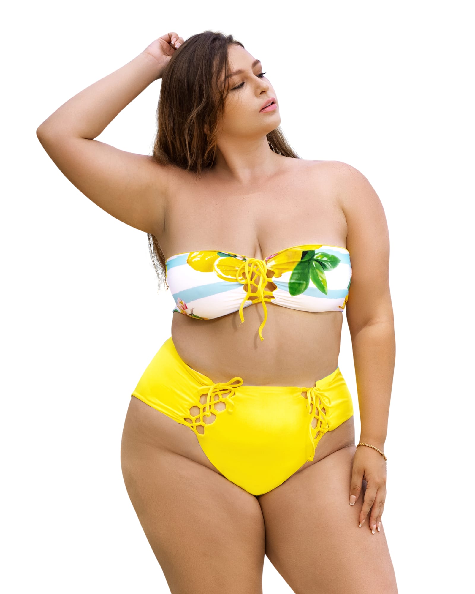 High-Cut Bikini Bottom In Yellow Buriti Print