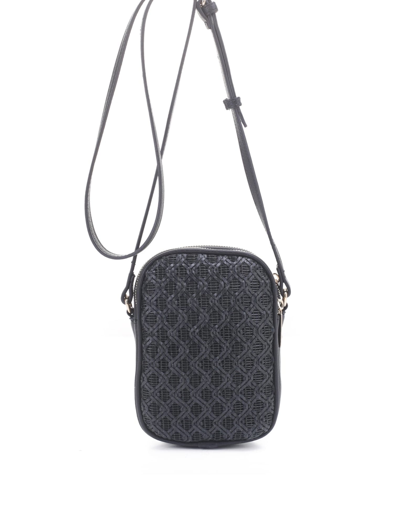 Black Woven Messenger Bag