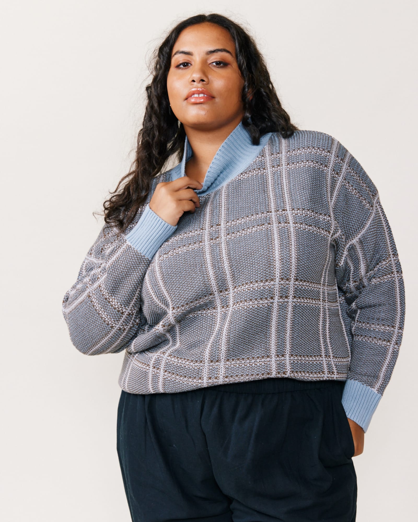 Jana Patterned Turtleneck Sweater | Plaid