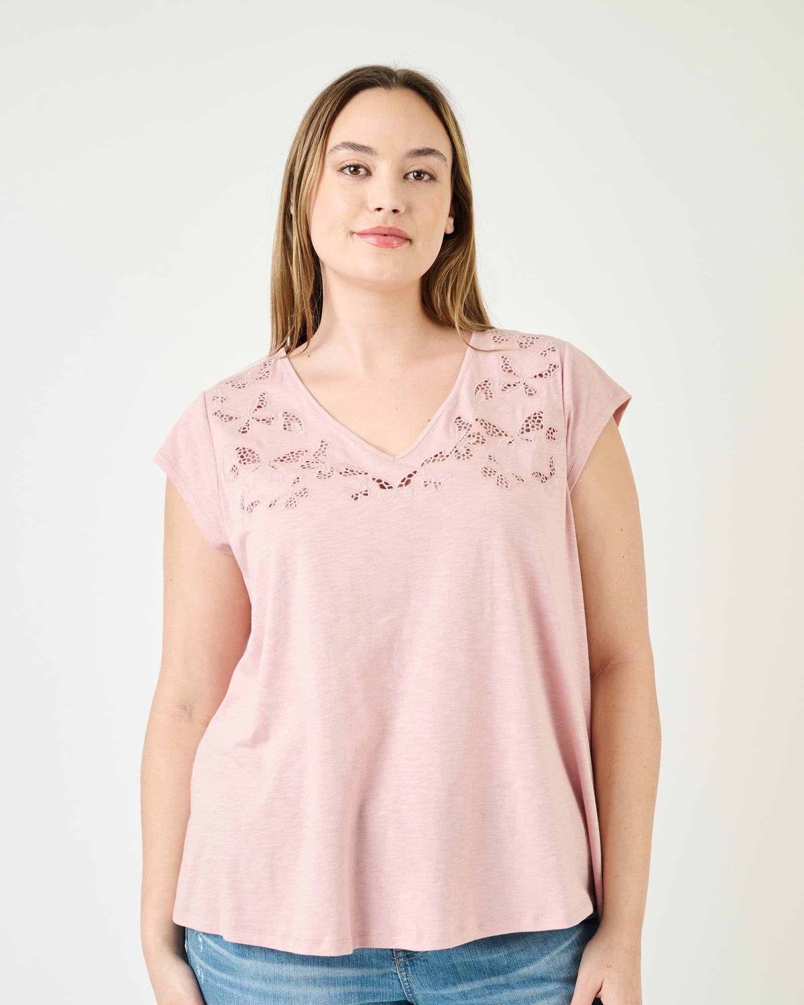 Faith Embroidered Cutout Top | Pink Adobe