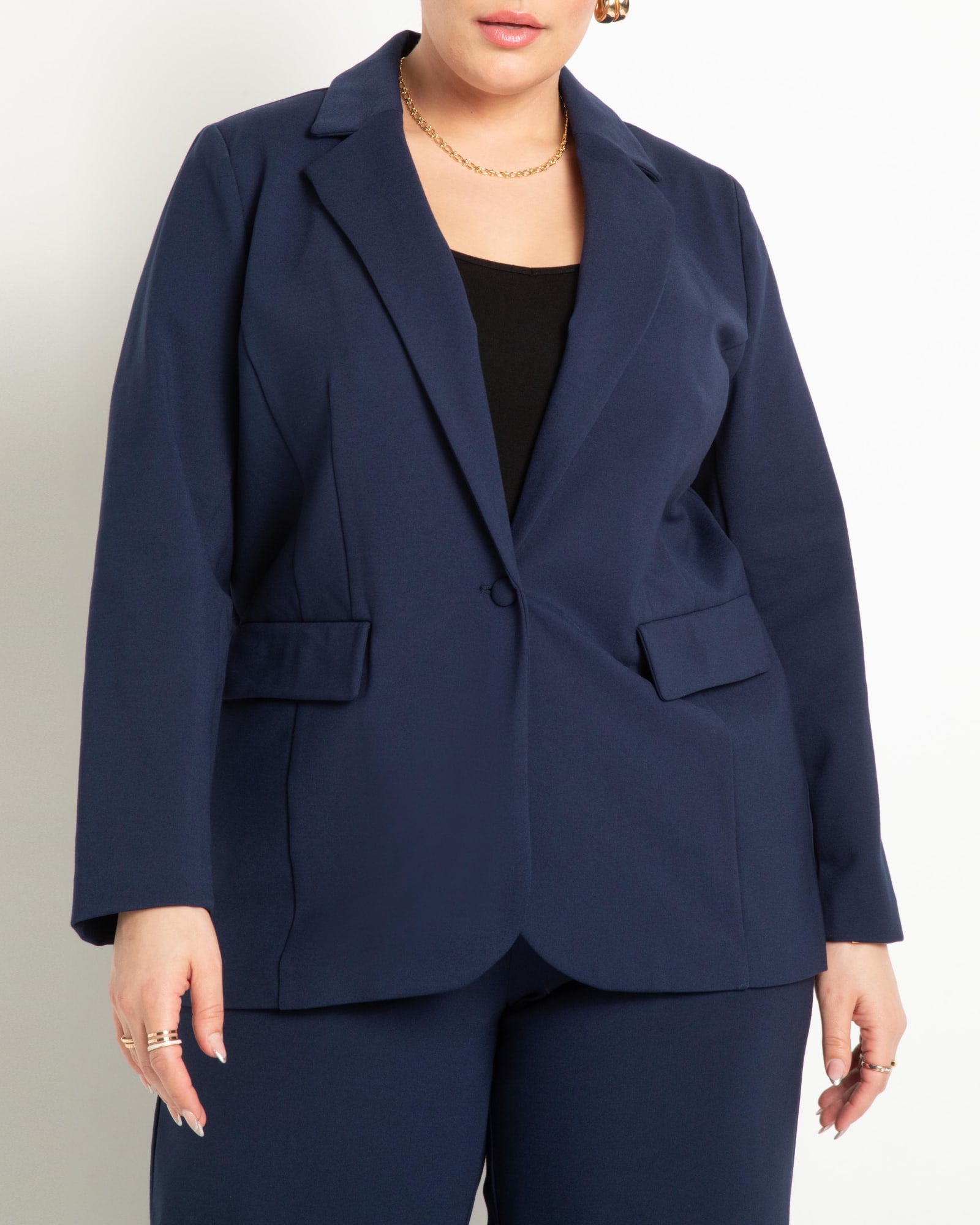 The Ultimate Stretch Suit Long Line One Button Blazer | Maritime Blue