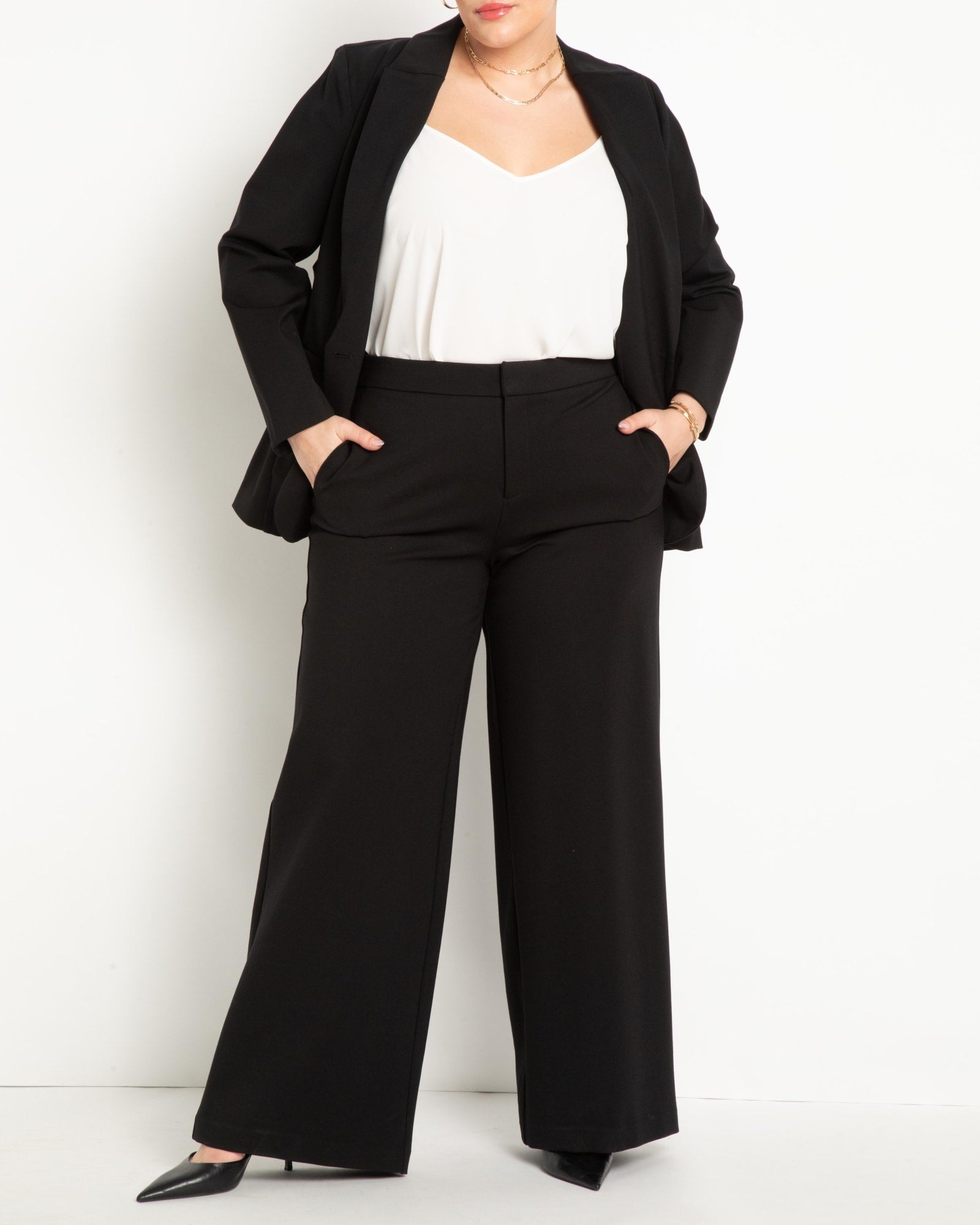 The Ultimate Stretch Suit Wide Leg Pant | Totally Black
