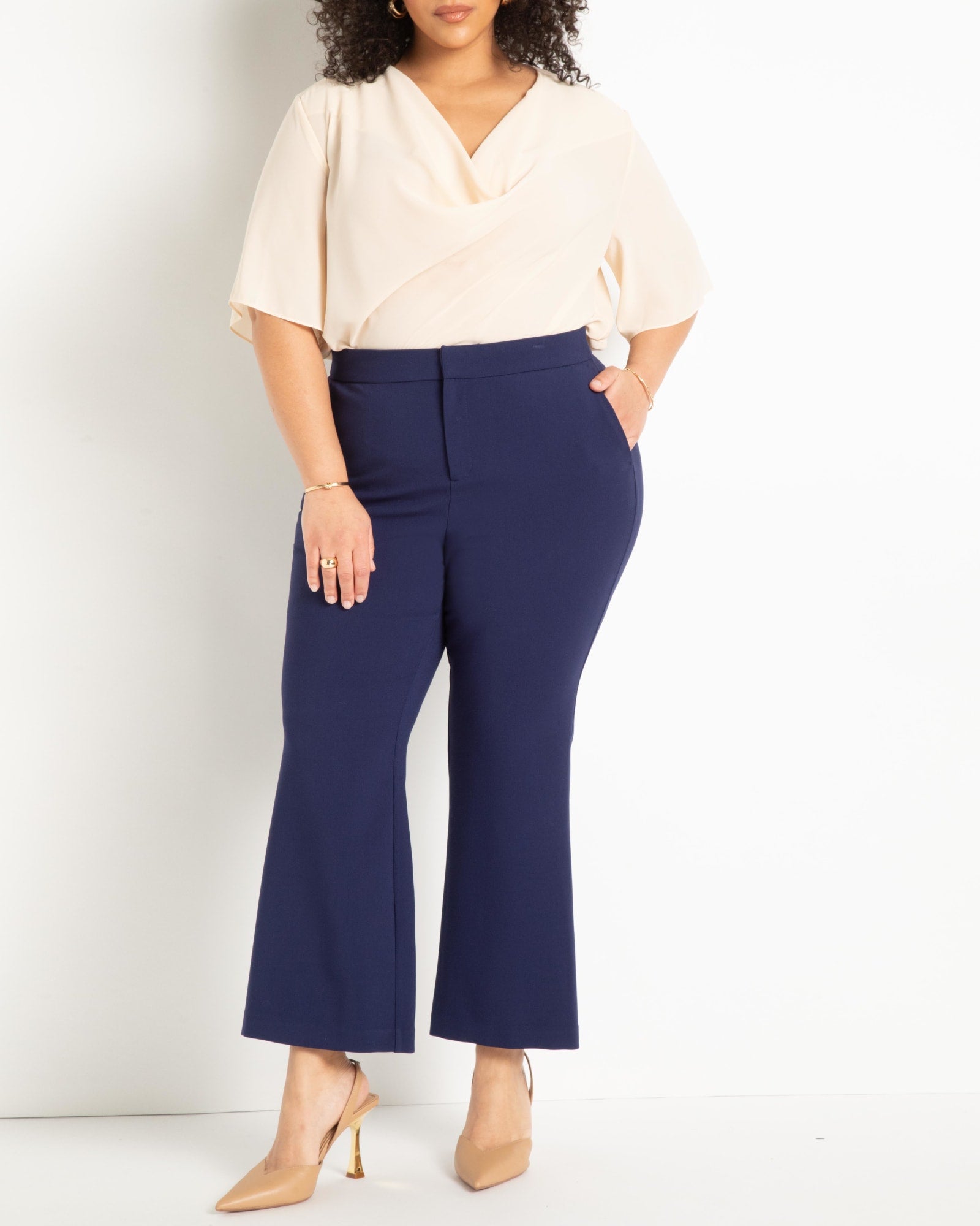 Amanda Plus Size Cropped Straight-Leg Trousers | Dia&Co | White pants  women, Straight leg trousers, Black and white pants