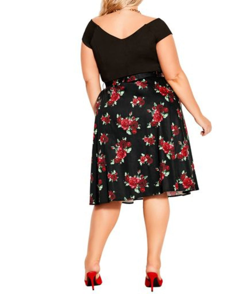 Brenna Vintage Rose Skirt | Black Vintage Rose