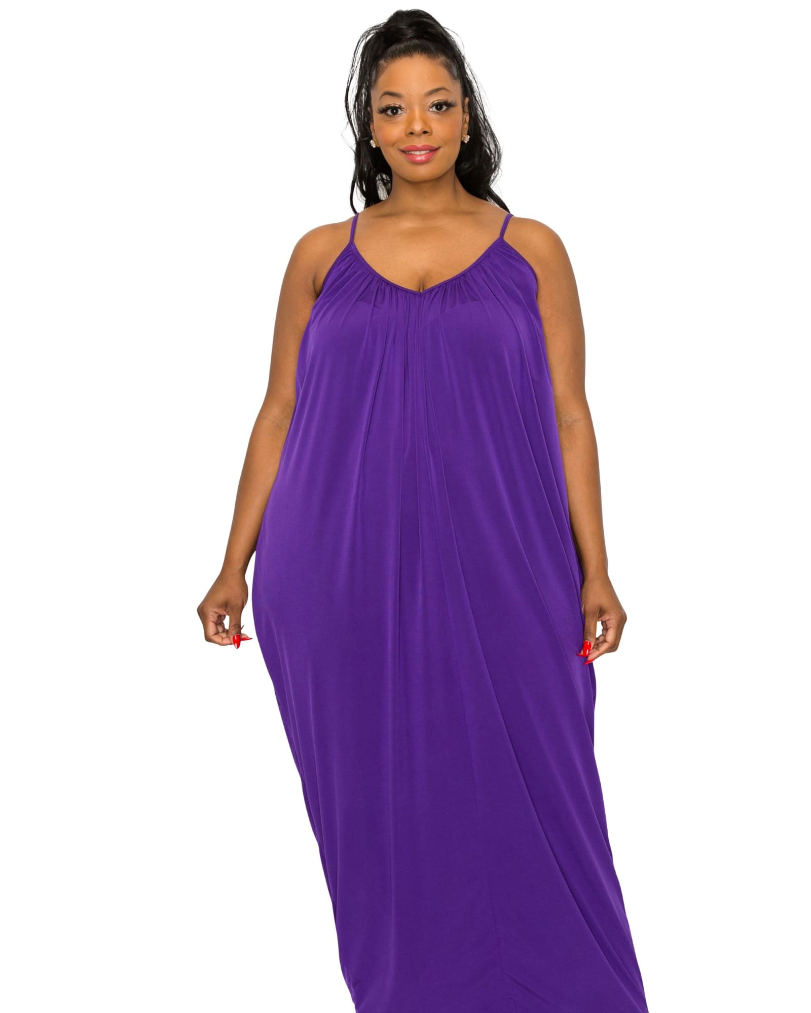Adora Ruched Spaghetti Strap Dress | Purple