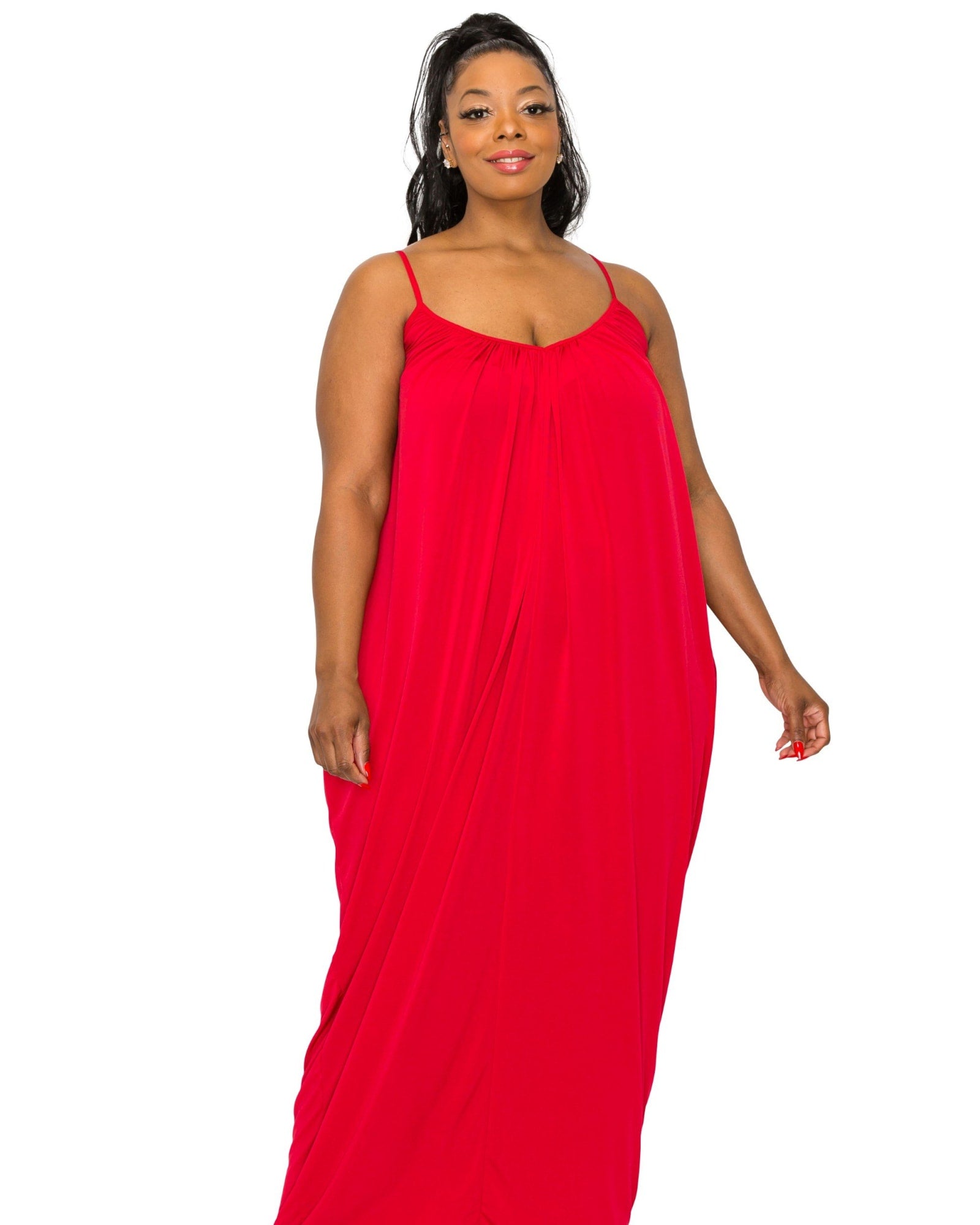Buy Red Drawstring Spaghetti Strap Slit Dress for Women Online in India
