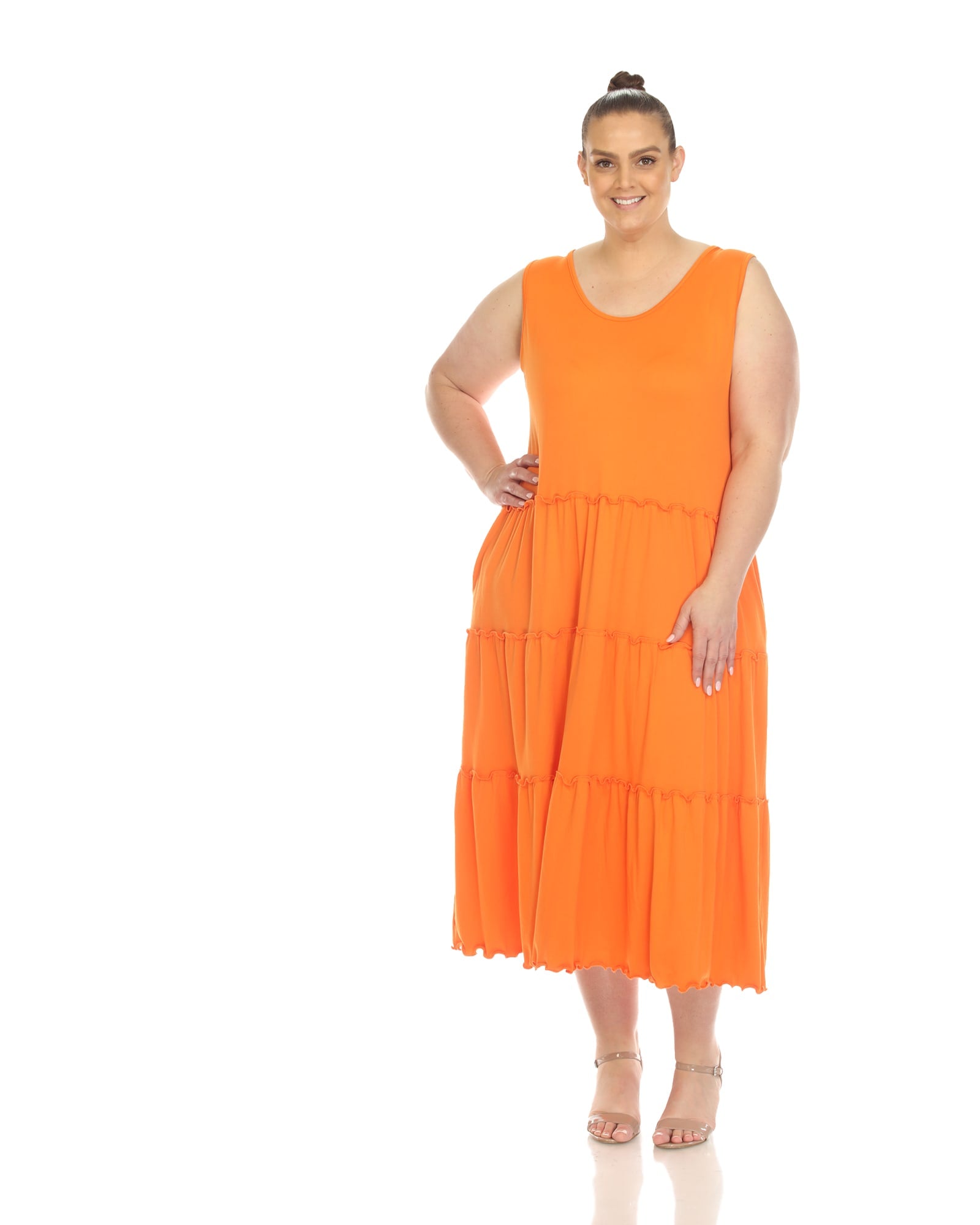 Scoop Neck Tiered Maxi Dress | Tiger Orange