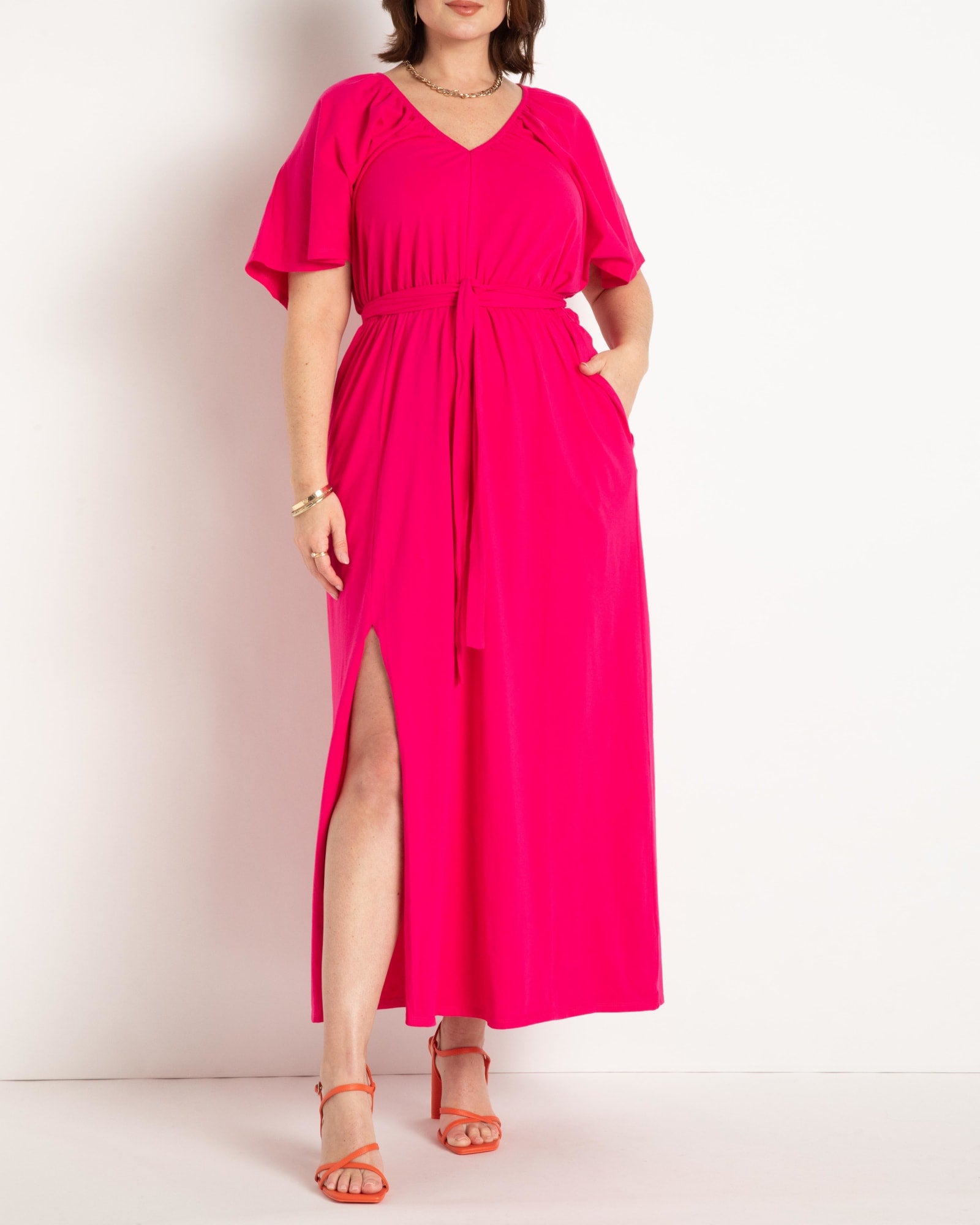 Knit Maxi Dress With Slit | Pink Peacock