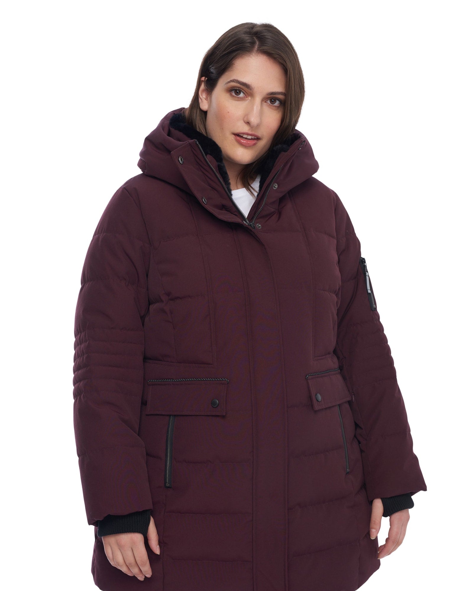 Vegan Down  Mid-Length Parka | Grape