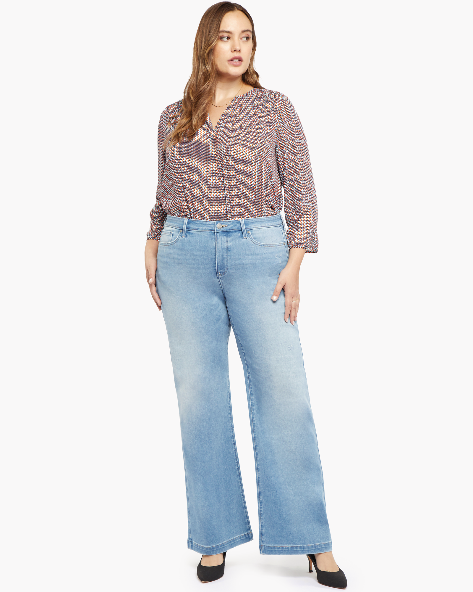 Washed Grey Frayed Edge Wide Leg Jeans