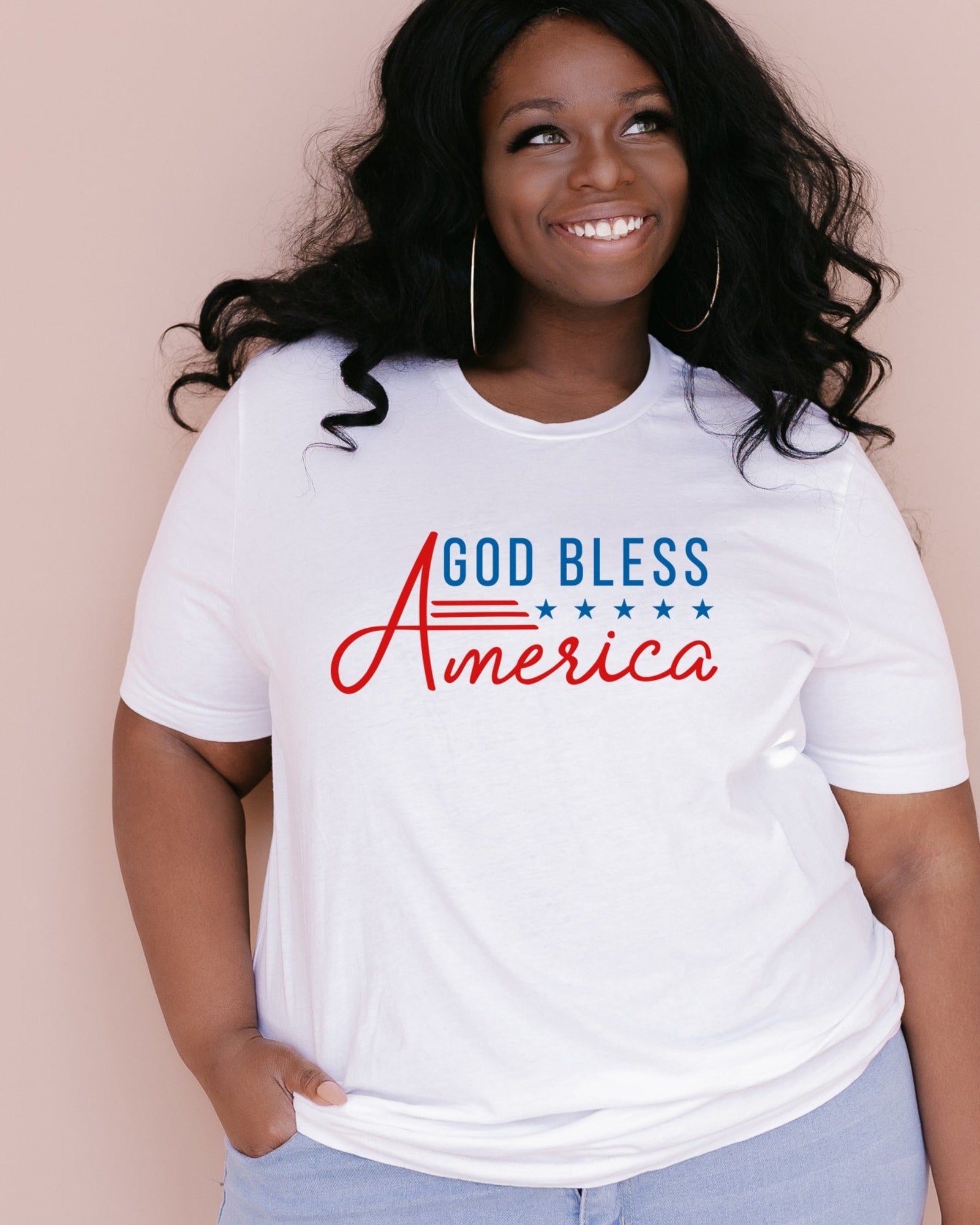 God Bless America Stars and Stripes | White